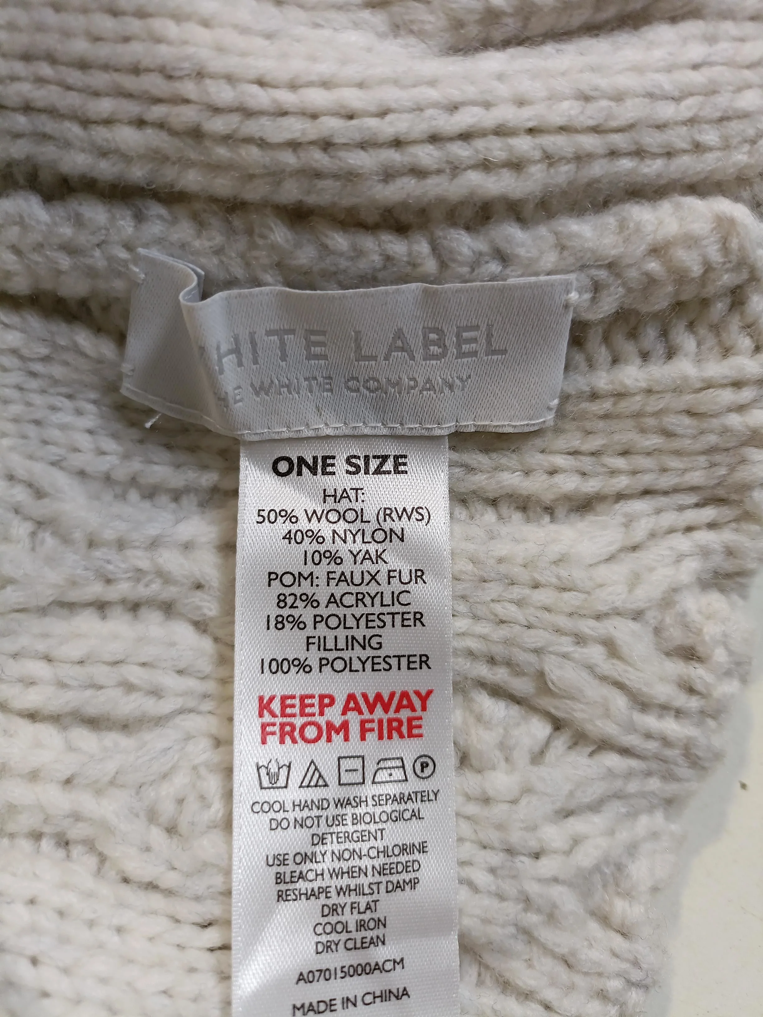 The White Company Men's Hat L Cream Wool with Nylon, Other Beanie - Image 6
