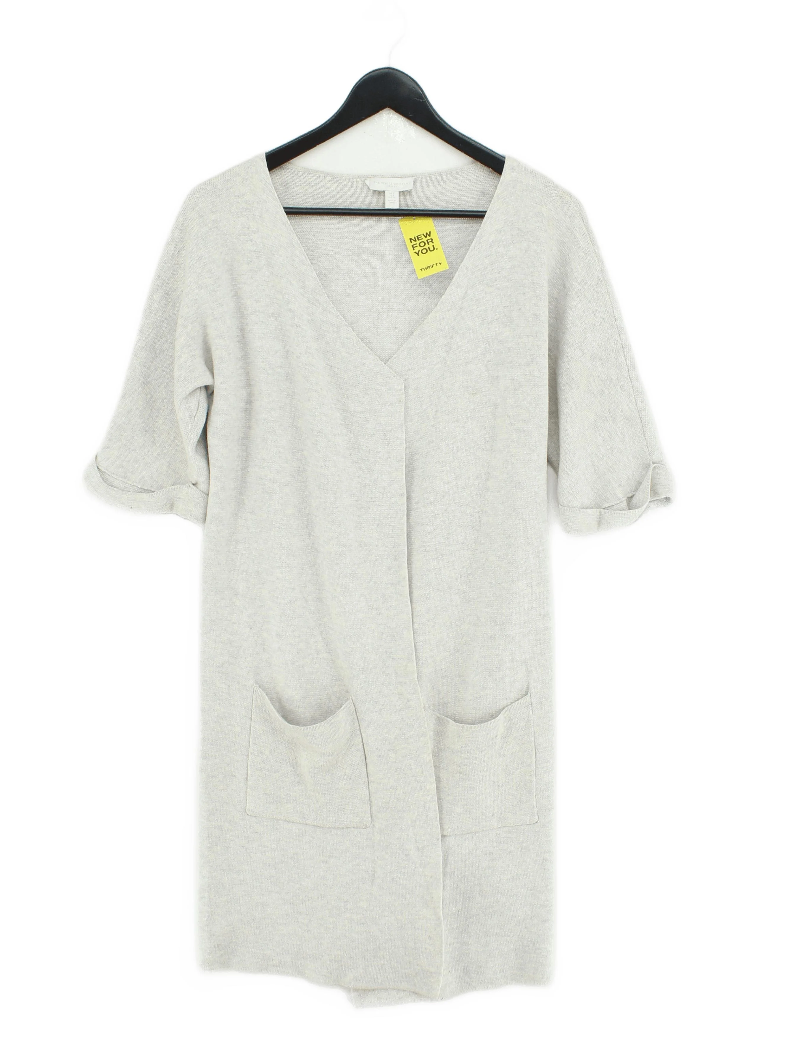 The White Company Women's Cardigan UK 8 Grey Wool with Cotton V-Neck Cardigan