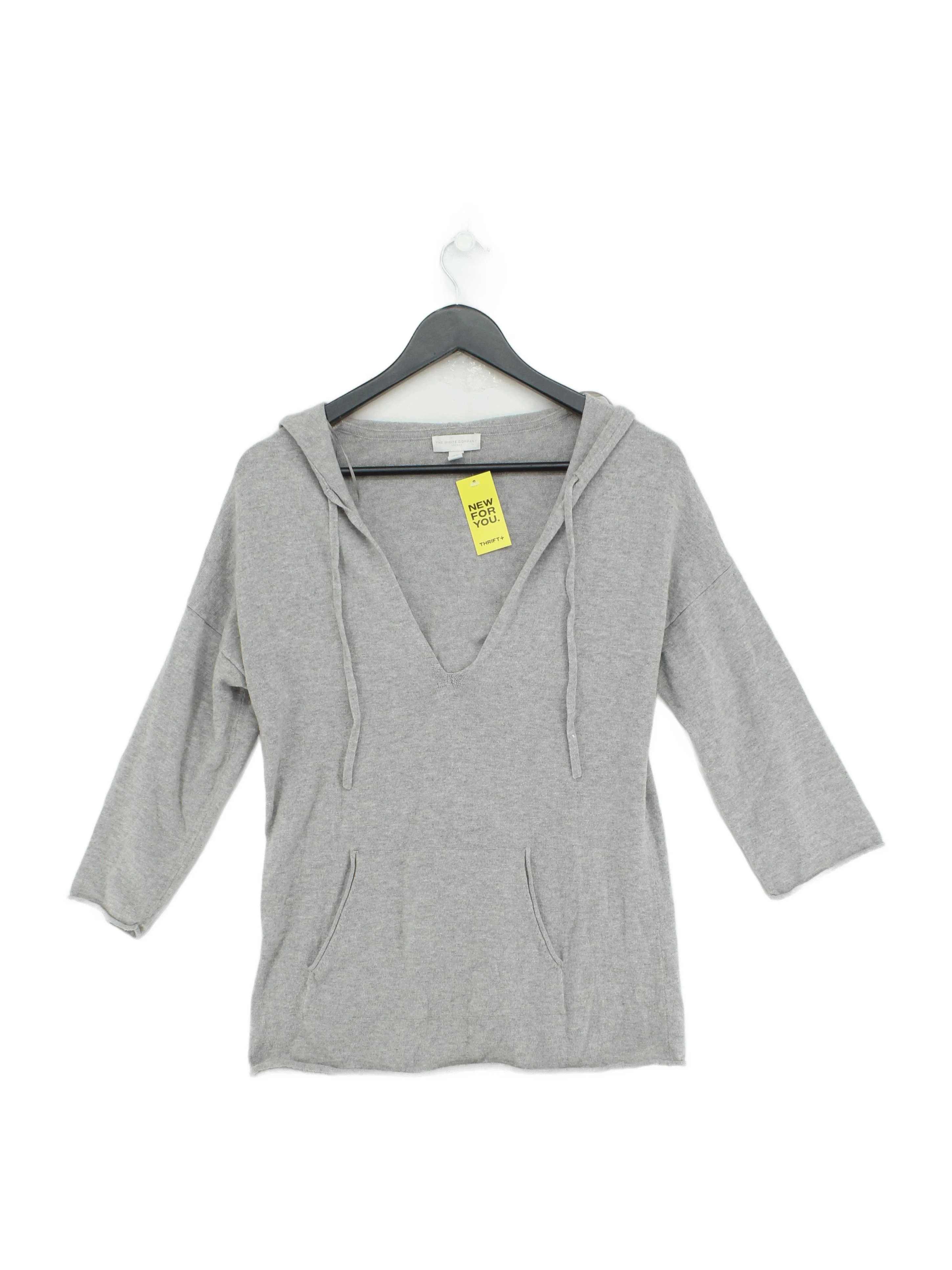 The White Company Women's Hoodie UK 12 Grey Wool with Cotton Pullover