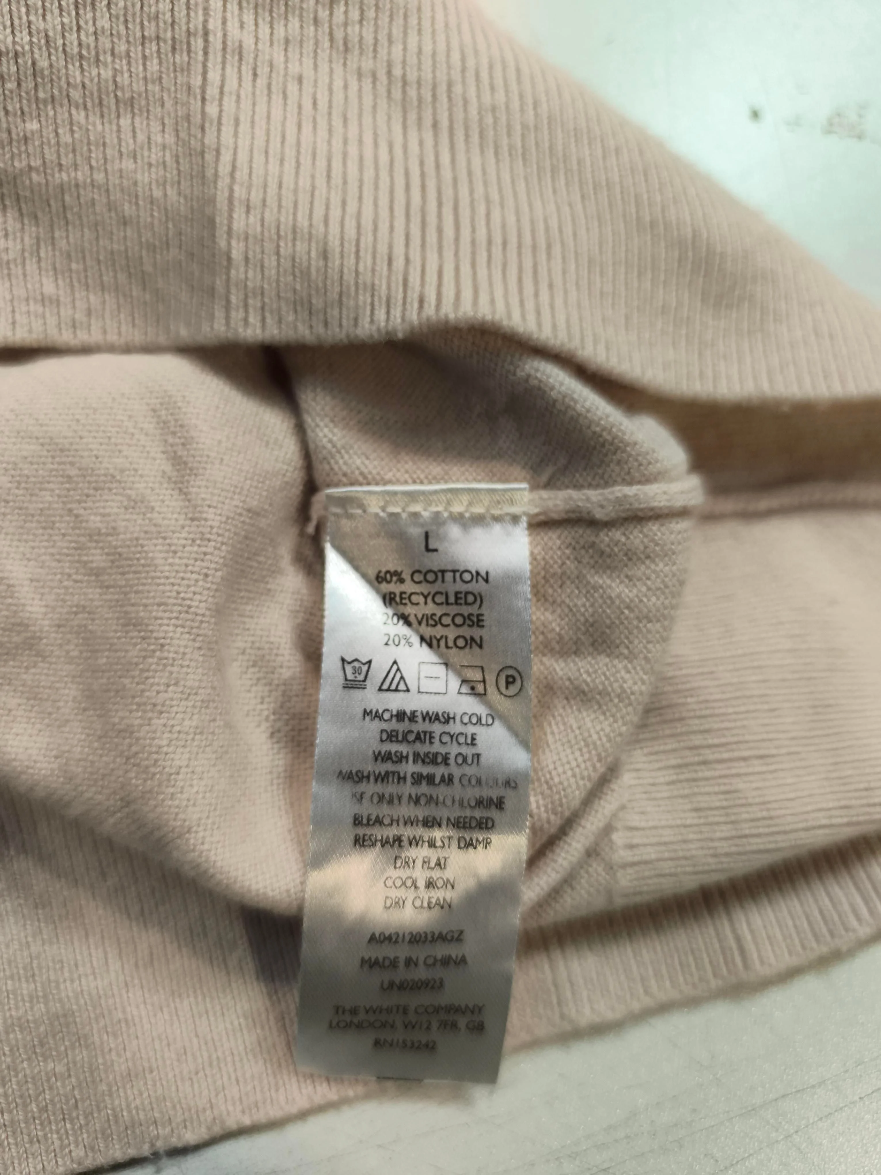 The White Company Women's Jumper L Pink Cotton with Viscose, Nylon Pullover - Image 7