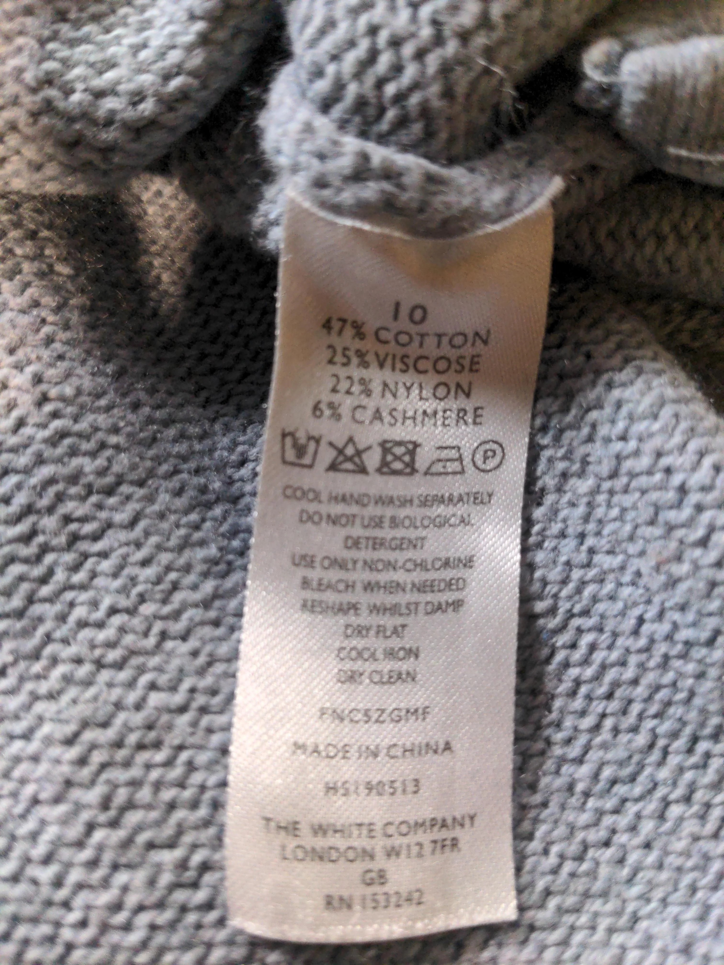The White Company Women's Jumper UK 10 Grey Cotton - Image 7