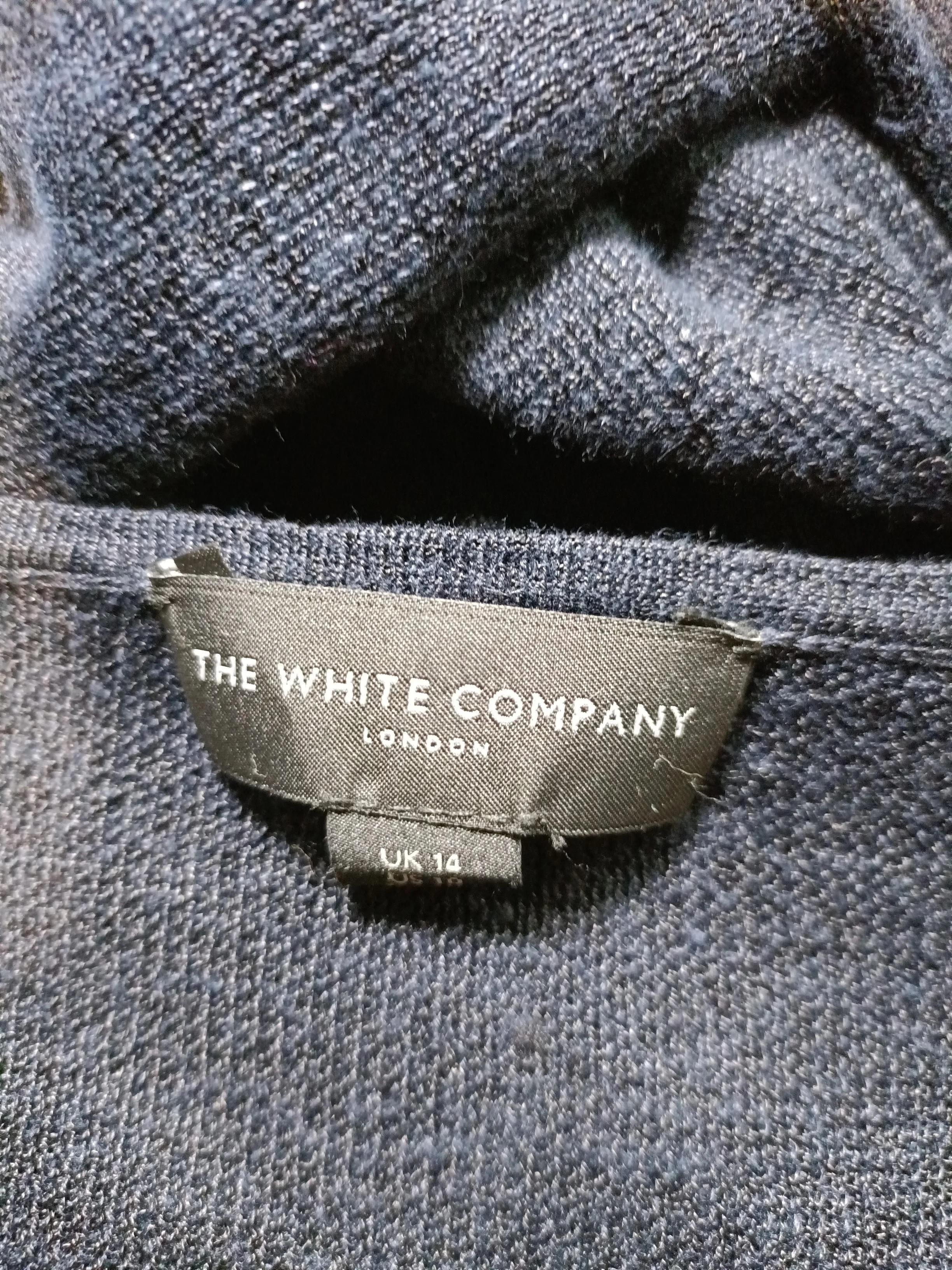 The White Company Women's Jumper UK 14 Blue Linen with Rayon Round Neck Pullover - Image 6