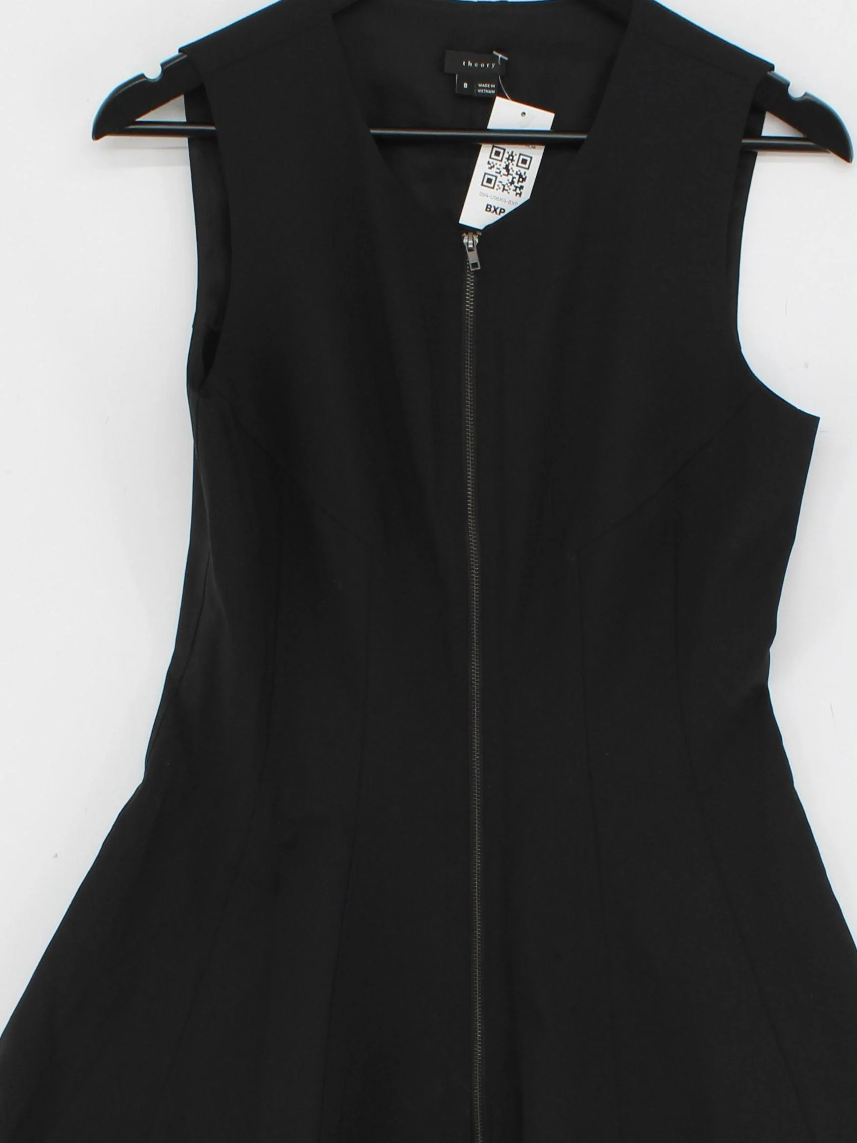 Theory Skater Mini Dress in Black - Image 3