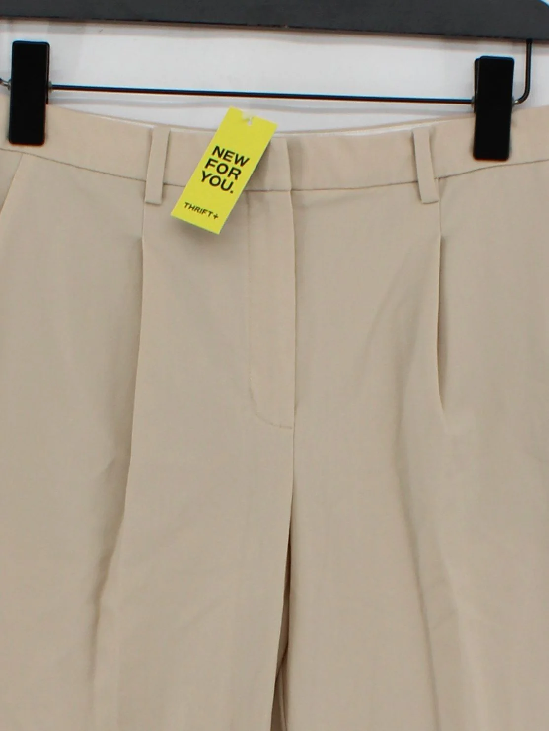 Theory Women's Trousers UK 2 Cream Wool with Elastane Tapered Chino - Image 3