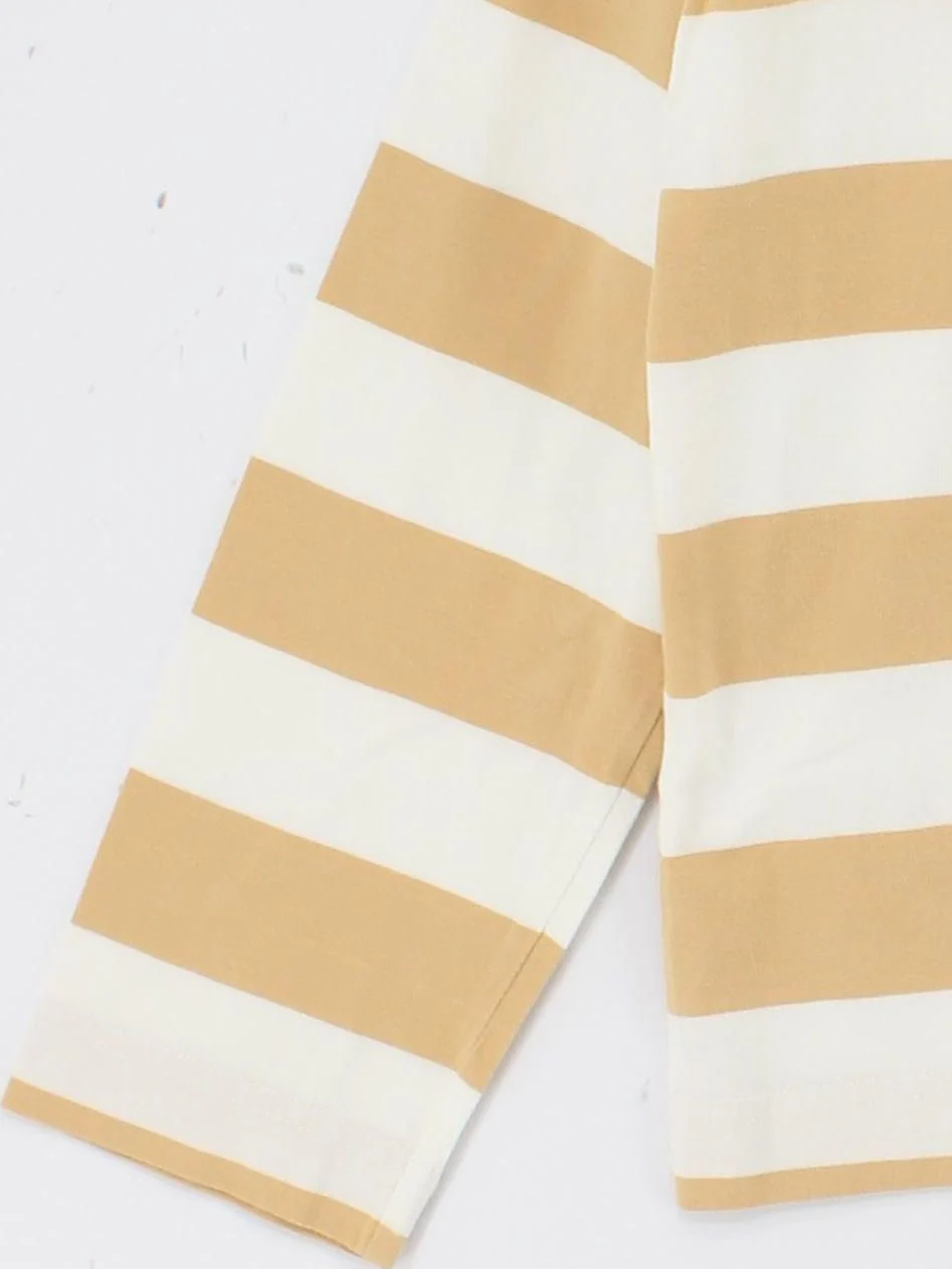 Thinking MU Men's T-Shirt S Cream Striped 100% Cotton Basic - Image 4