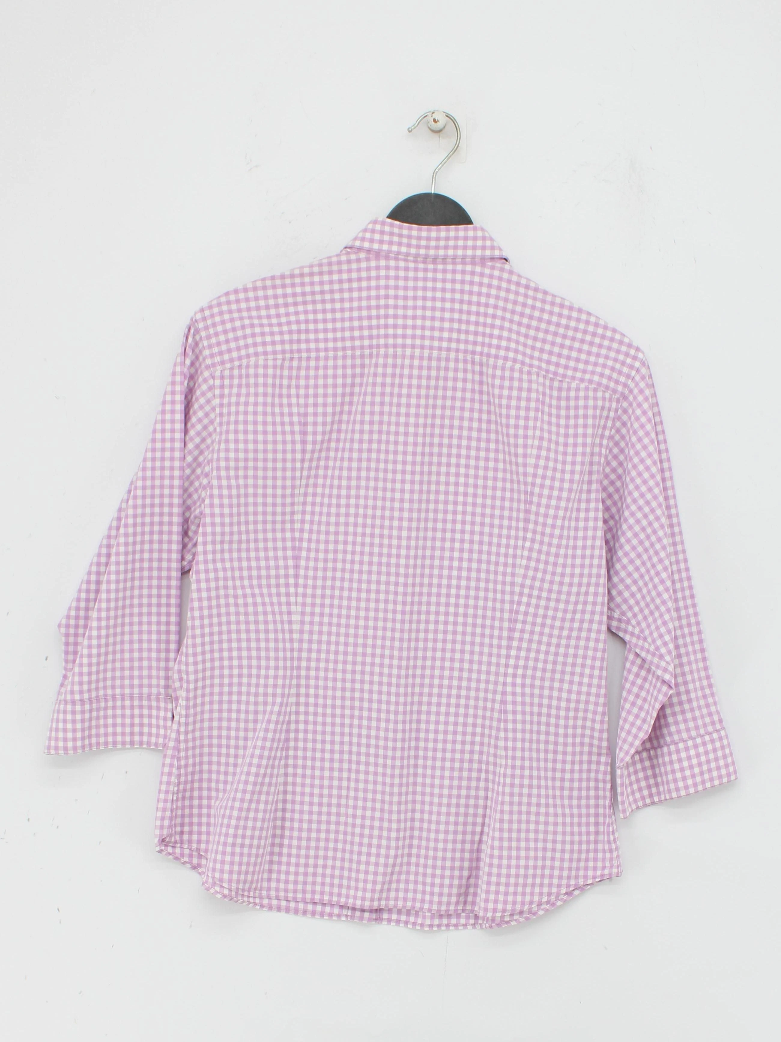 Thomas Pink Women's Shirt M Pink Checkered 100% Cotton 3/4 Sleeve Collared Basic - Image 2