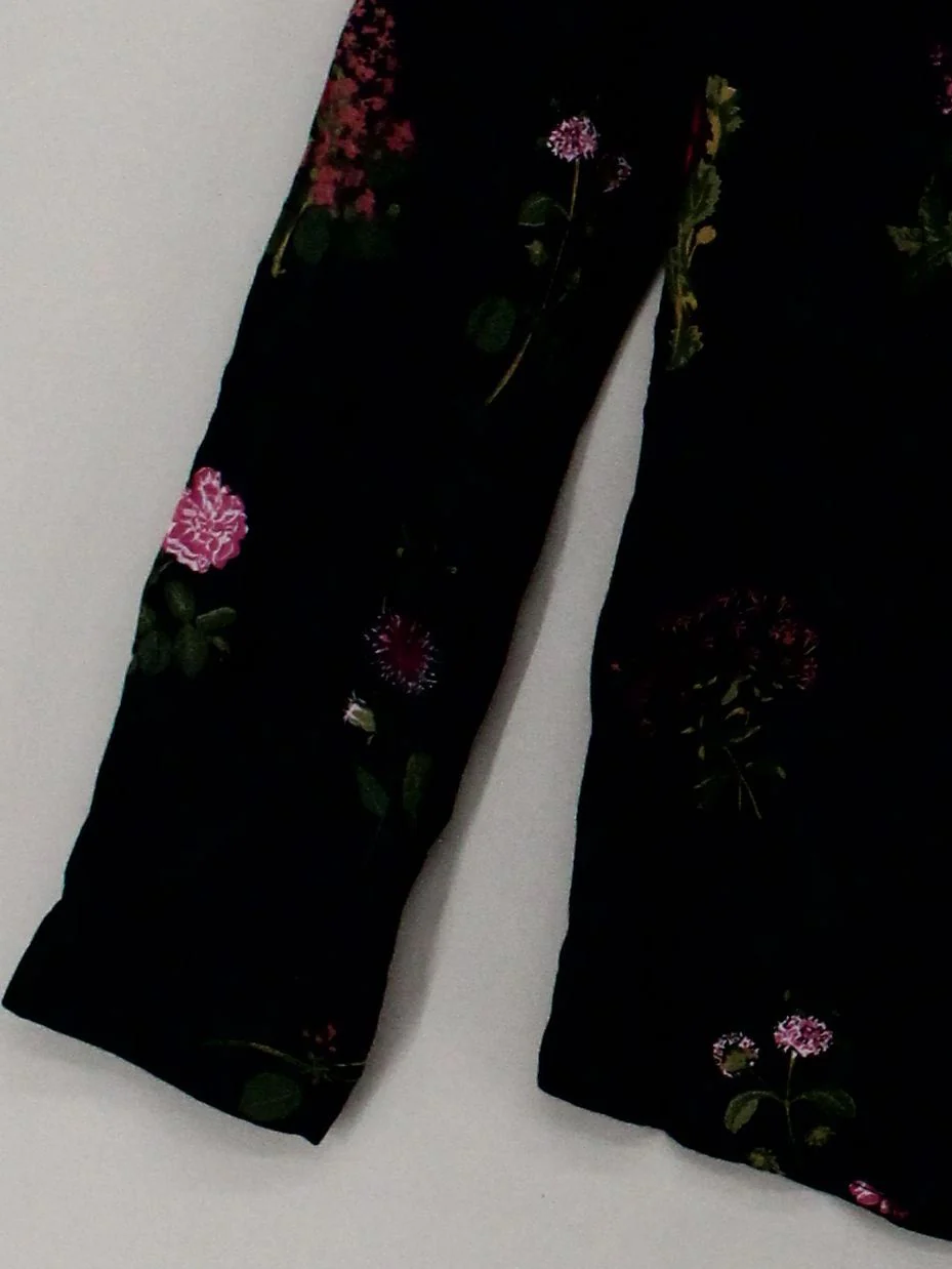 Thought Women's Shirt UK 12 Black Floral 100% Cotton Long Sleeve Collared Basic - Image 4