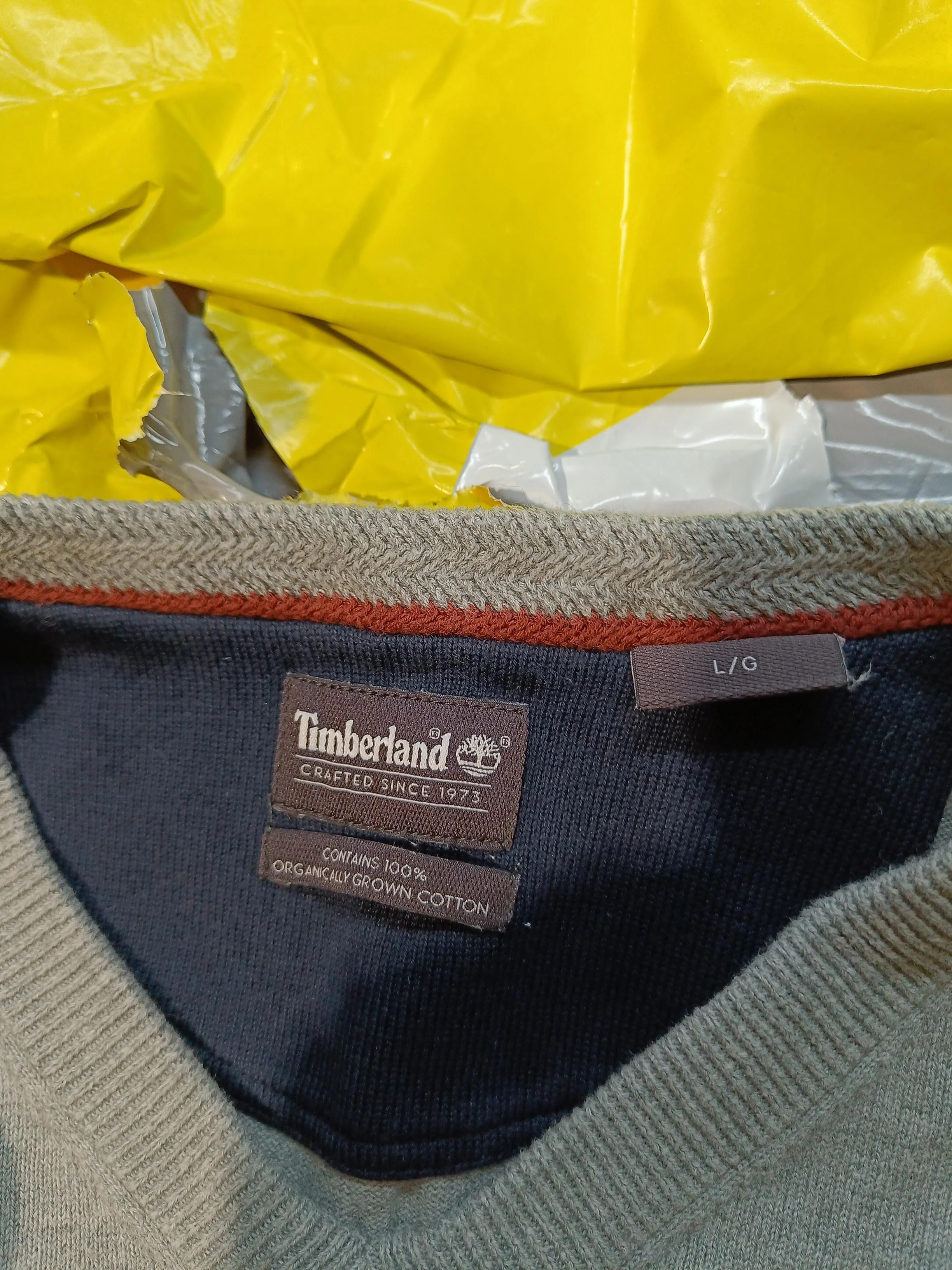 Timberland Men's Jumper L Grey 100% Cotton V-Neck Pullover - Image 6