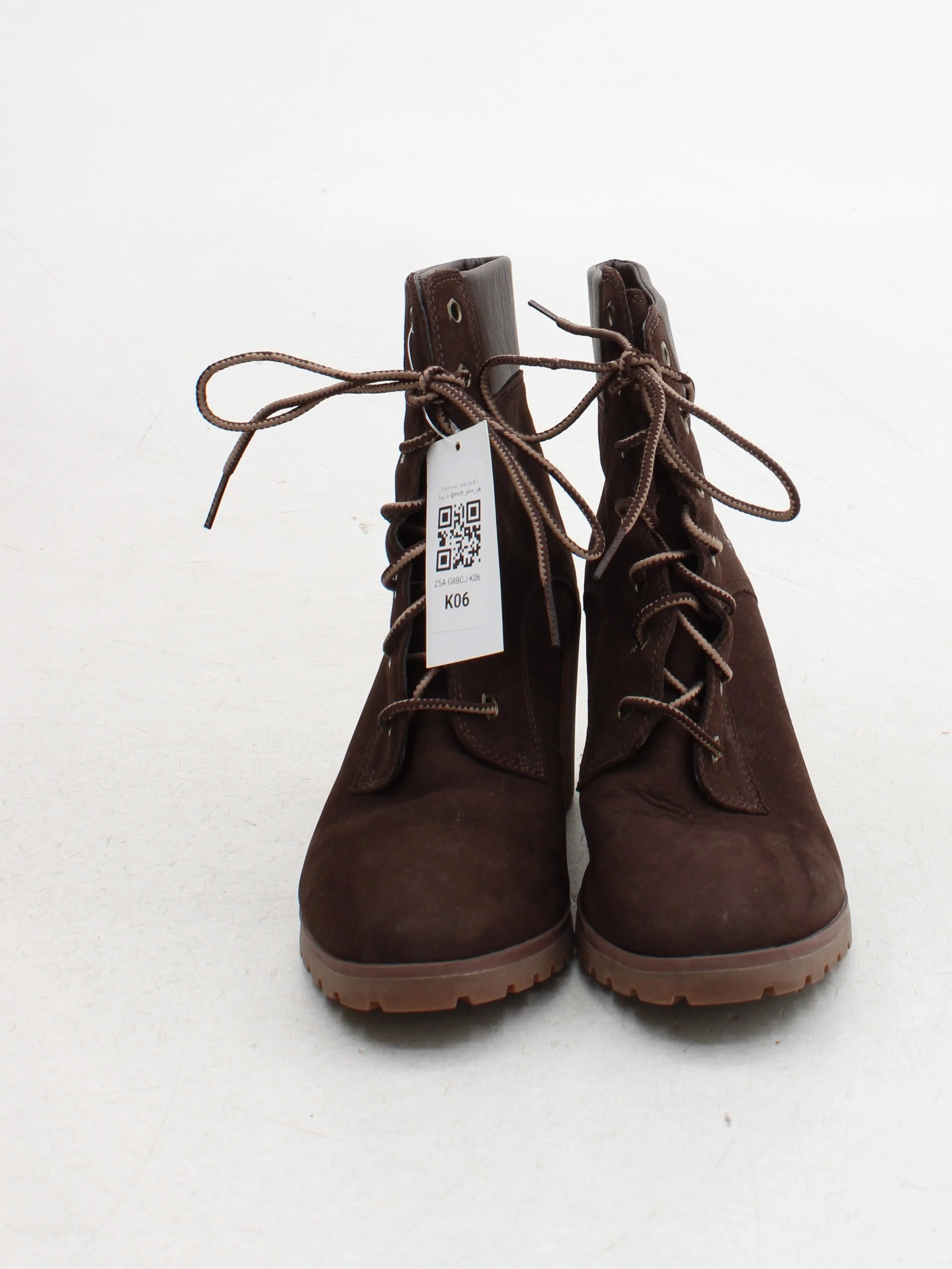 Timberland Women's Boots UK 7 Brown Suede with Leather Combat - Image 2