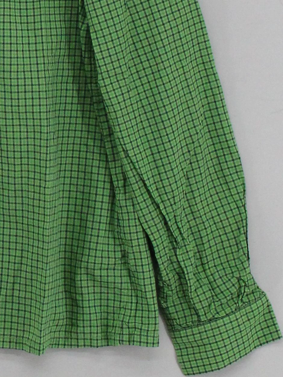 Toast Women's Blouse M Green Checkered 100% Cotton Long Sleeve Collared Basic - Image 4