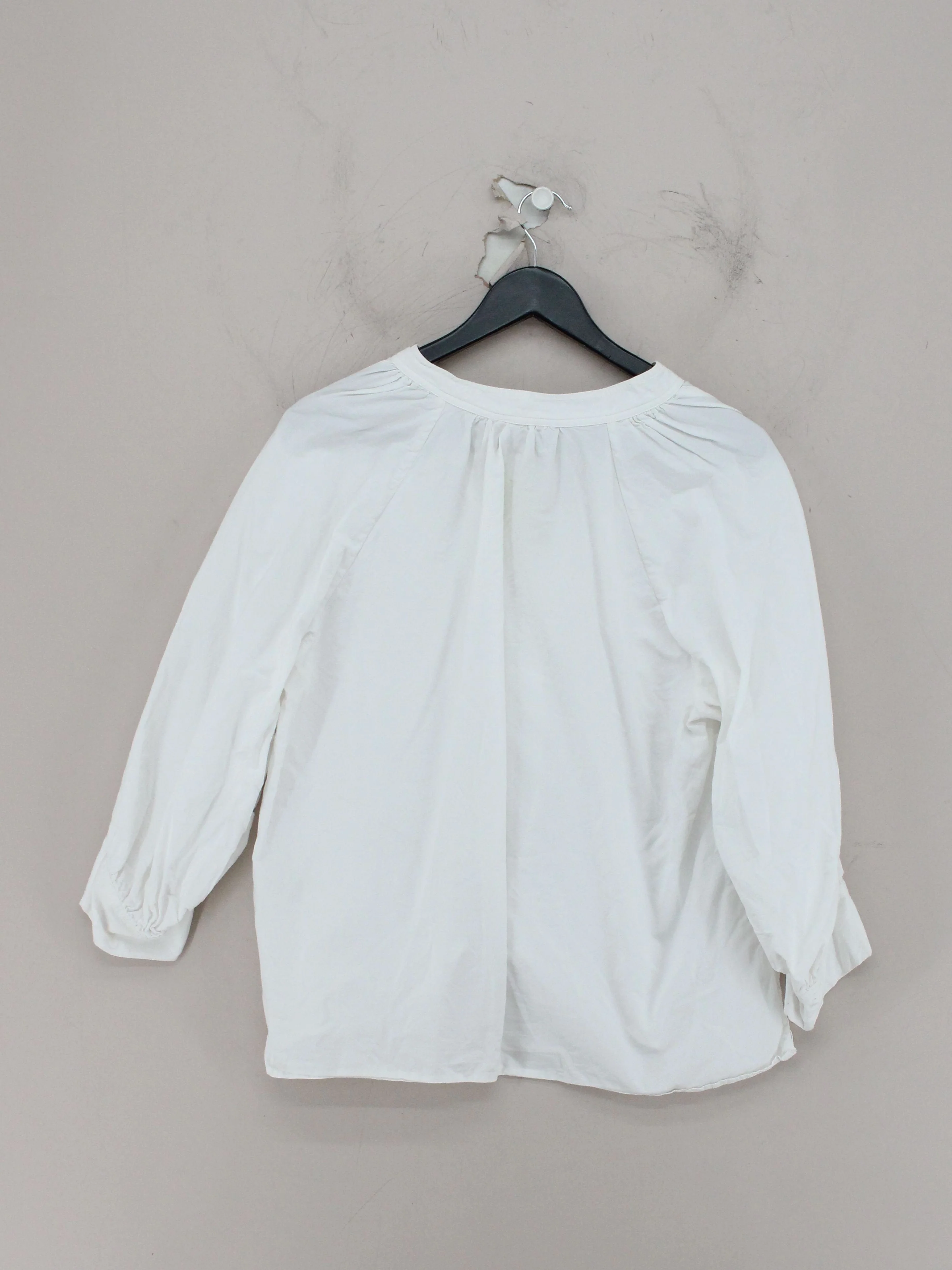 Toast Women's Blouse UK 12 White 100% Cotton 3/4 Sleeve Collared Basic - Image 2