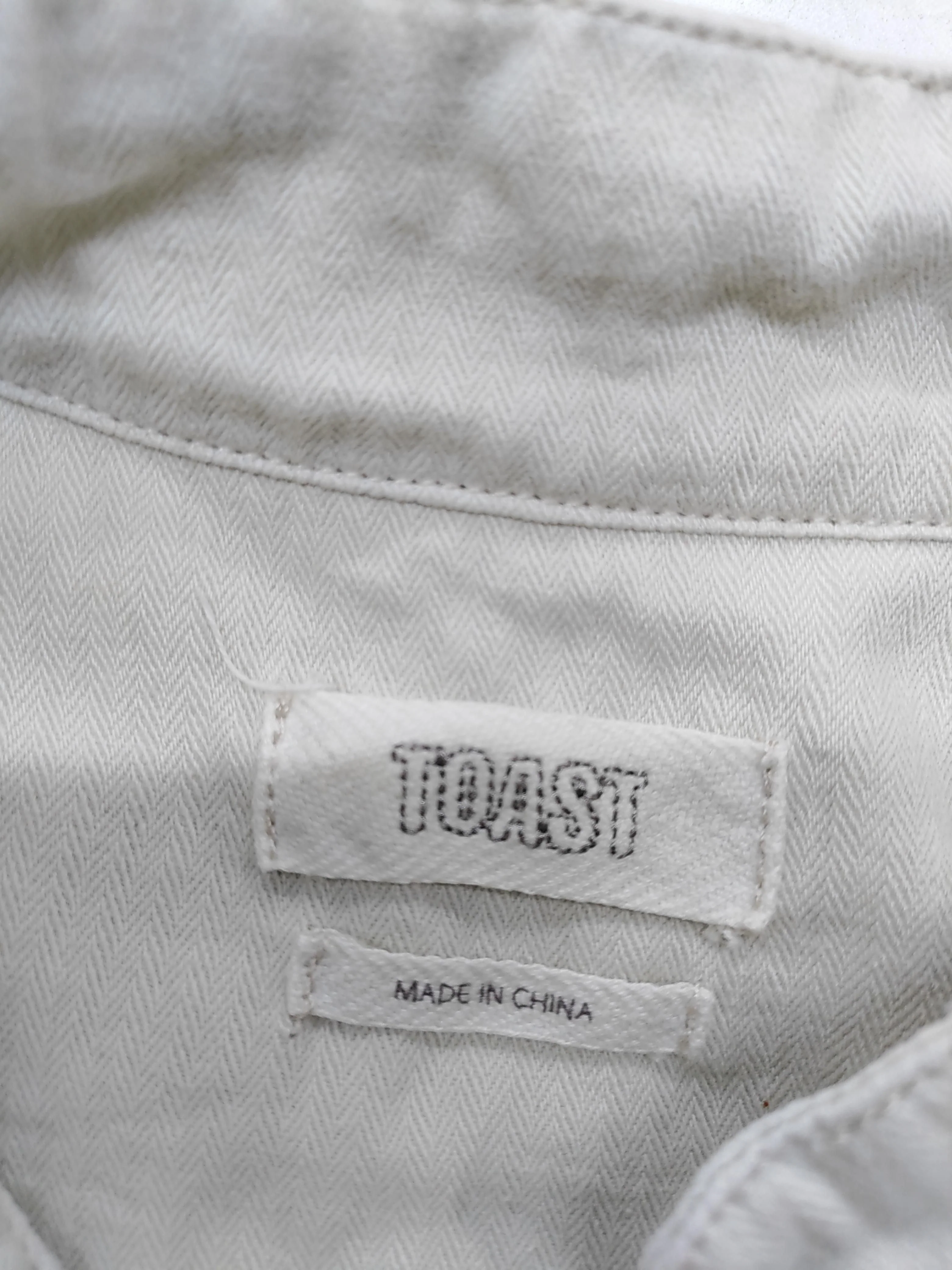 Toast Women's Shirt UK 10 Cream Cotton with Linen Short Sleeve Collared Basic - Image 5