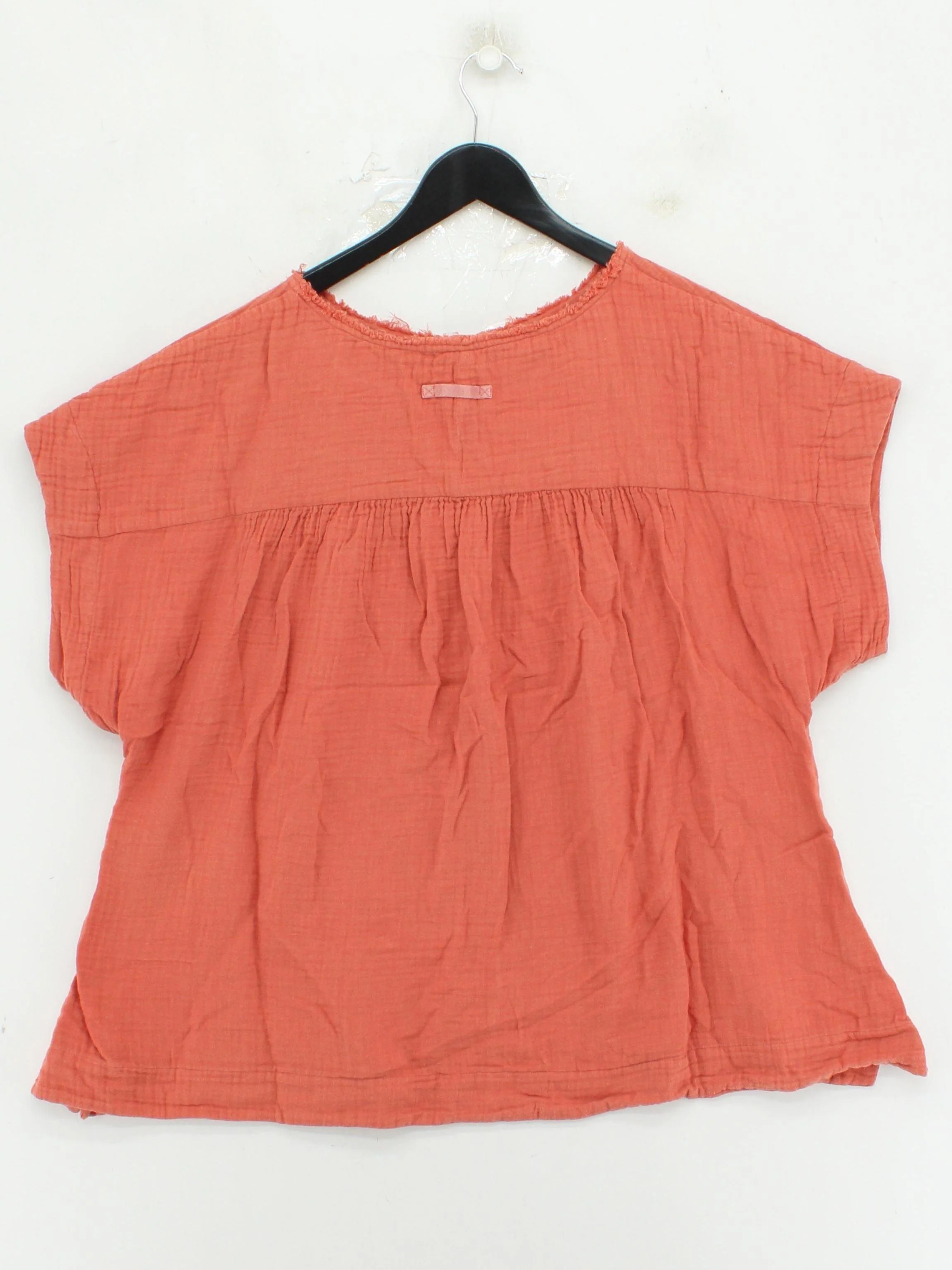 Toast Women's Top L Orange 100% Cotton Short Sleeve Round Neck Basic - Image 2