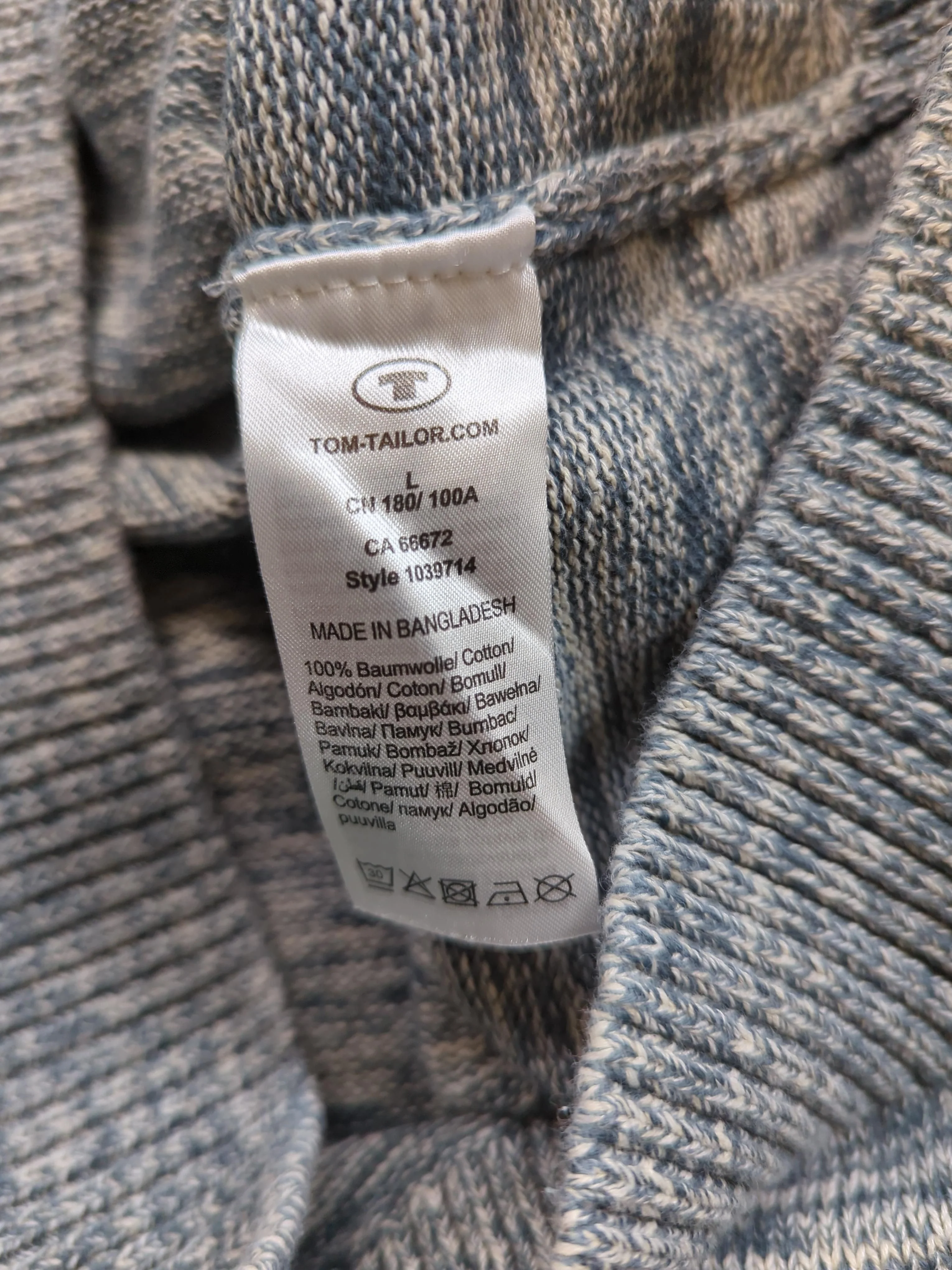 Tom Tailor Men's Jumper L Grey 100% Cotton Mock Neck Pullover - Image 6