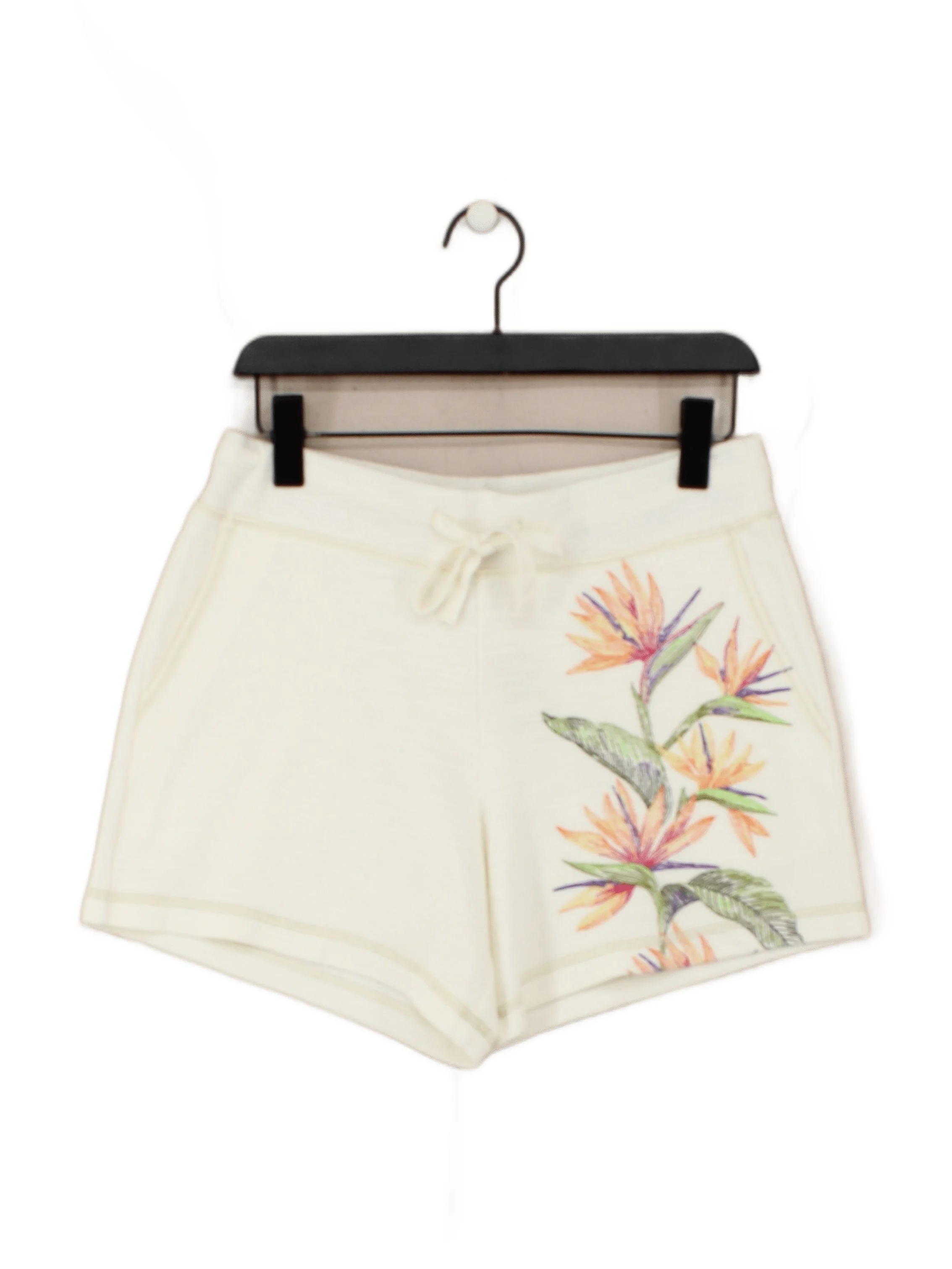 Tommy Bahama Women's Shorts S Cream Floral Cotton with Lyocell Modal Sweat