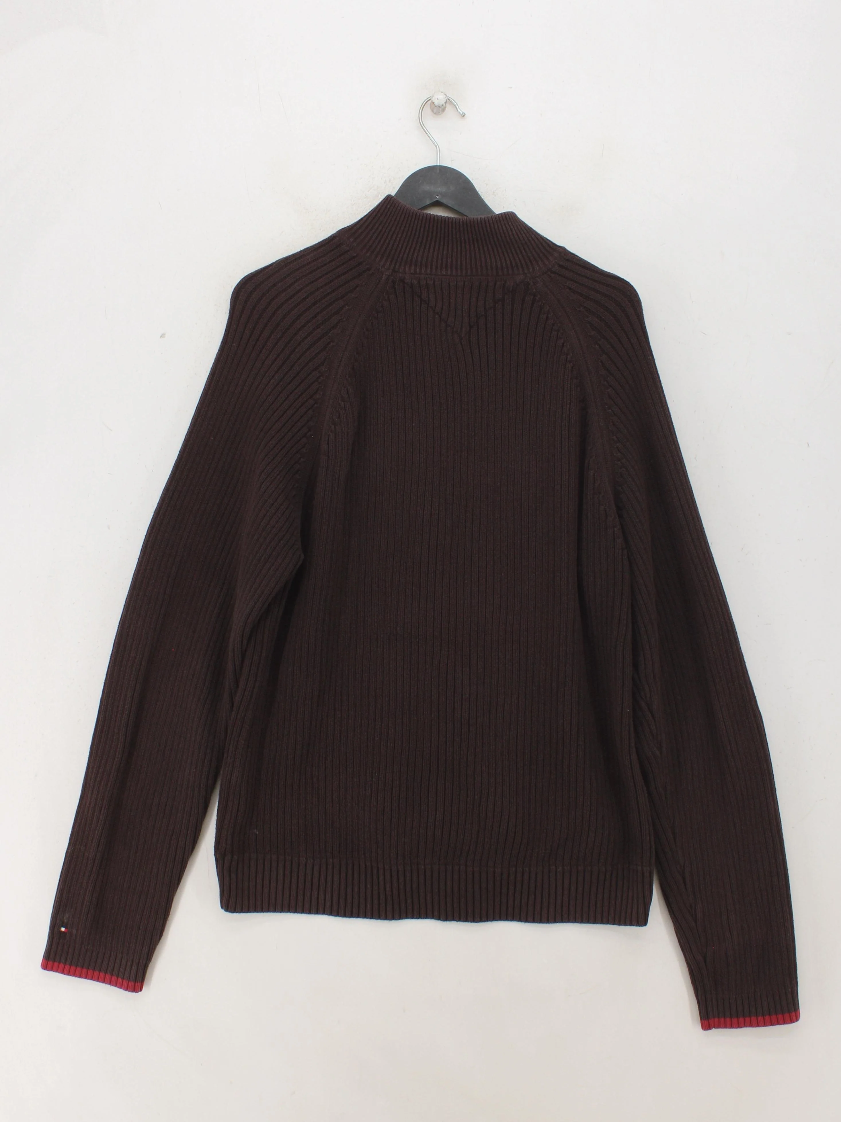 Tommy Hilfiger Men's Cardigan XL Brown 100% Cotton Mock Neck Cardigan - Image 2