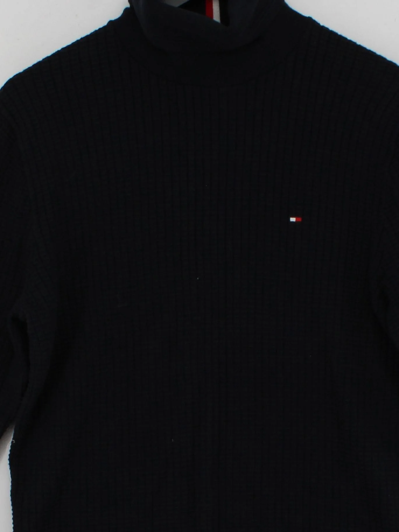 Tommy Hilfiger Men's Jumper M Black 100% Cotton High Neck Pullover - Image 3