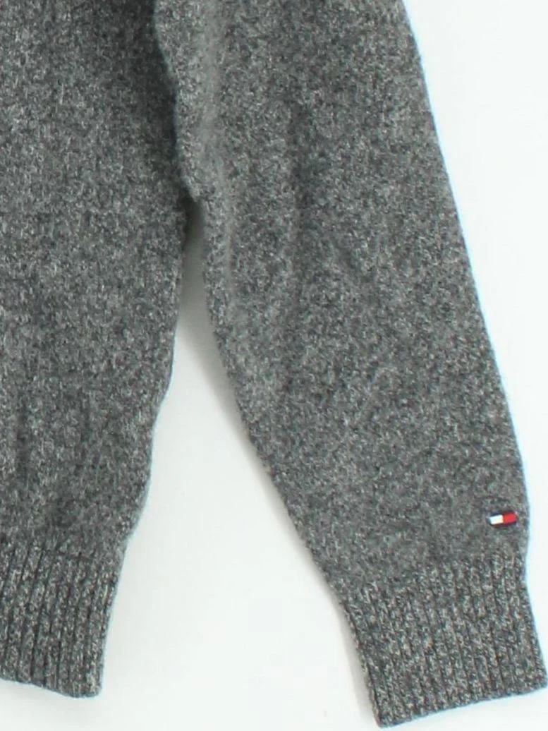 Tommy Hilfiger Men's Jumper M Grey Striped 100% Wool V-Neck Pullover - Image 4