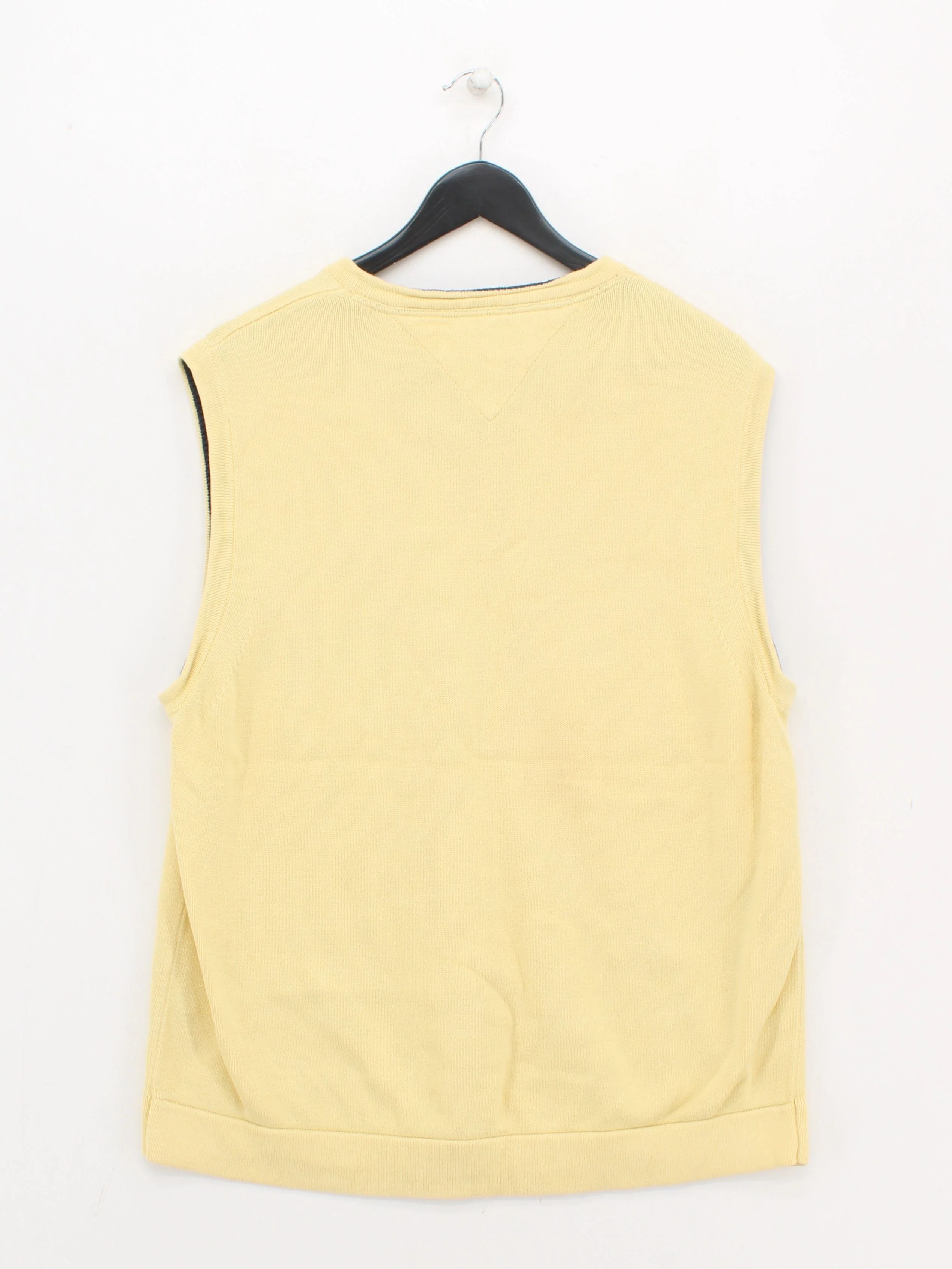 Tommy Hilfiger Men's Jumper M Yellow 100% Cotton V-Neck Vest - Image 2