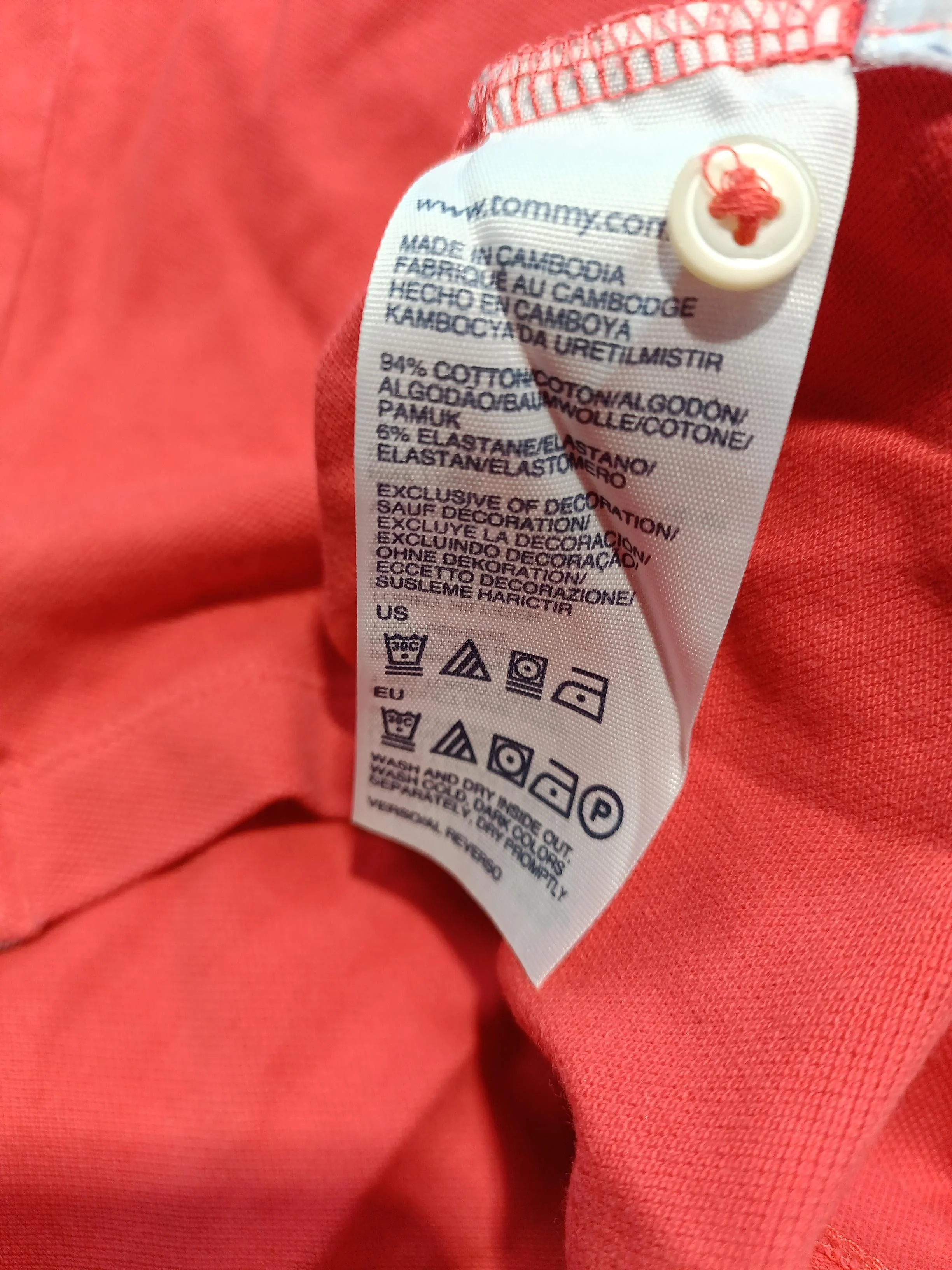 Tommy Hilfiger Men's Polo L Red Cotton with Elastane Basic - Image 6