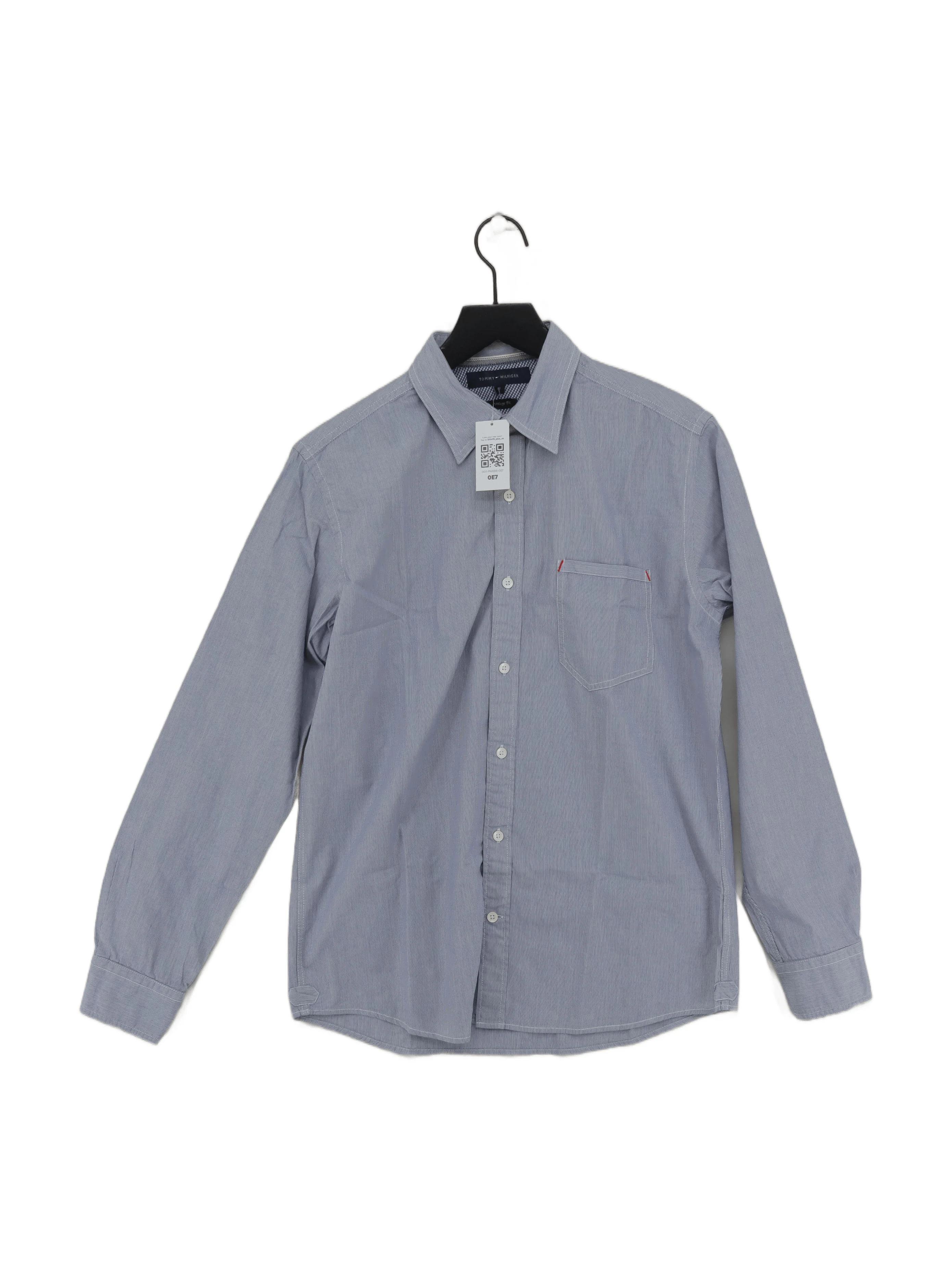 Tommy Hilfiger Men's Shirt M Blue Striped 100% Cotton Basic