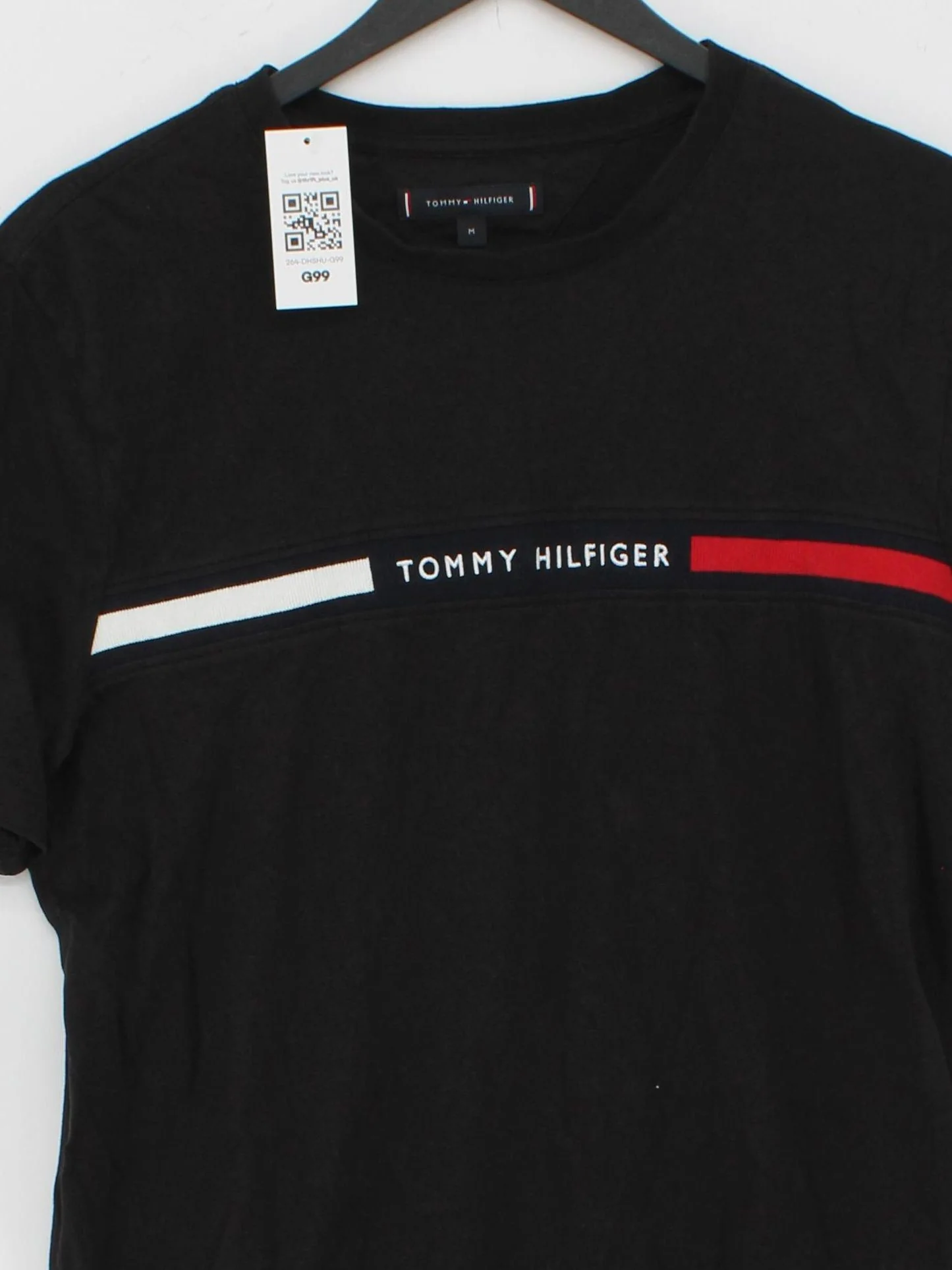Tommy Hilfiger Men's T-Shirt M Black Graphic 100% Cotton Basic - Image 3
