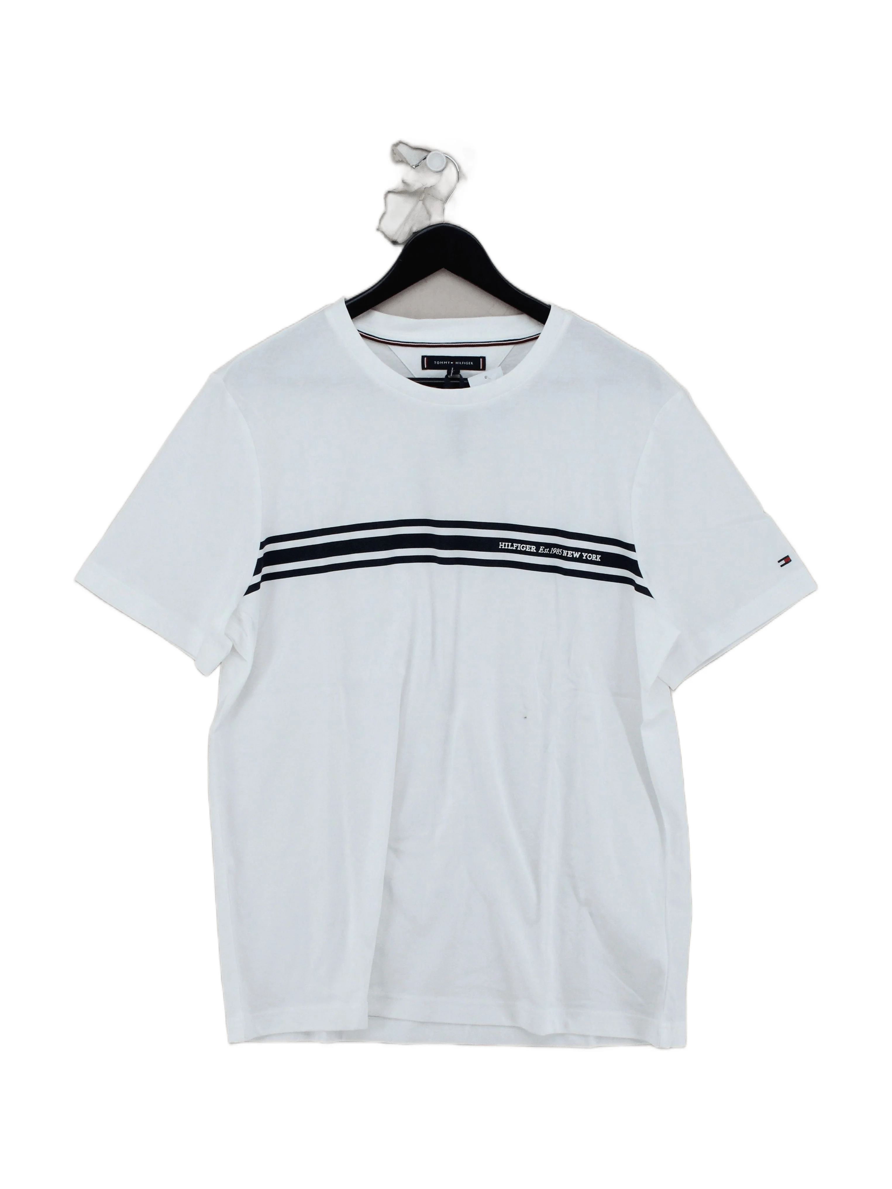 Tommy Hilfiger Men's T-Shirt XL White Graphic 100% Cotton Basic