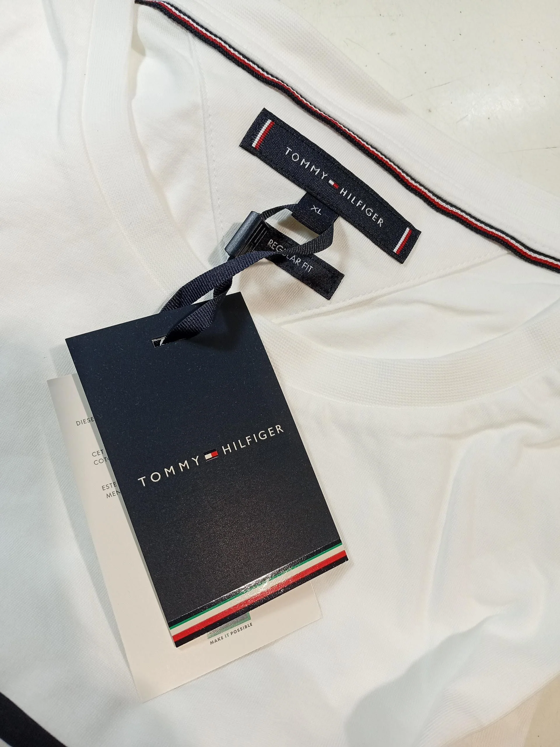 Tommy Hilfiger Men's T-Shirt XL White Graphic 100% Cotton Basic - Image 6