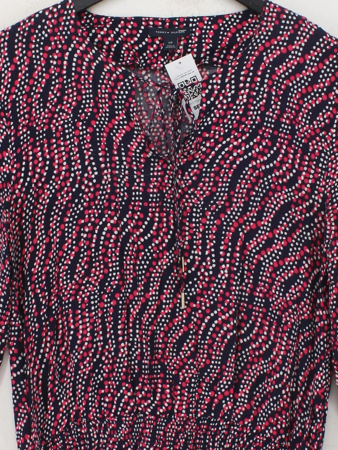 Tommy Hilfiger Women's Blouse S Multi 100% Rayon 3/4 Sleeve Round Neck Basic - Image 3