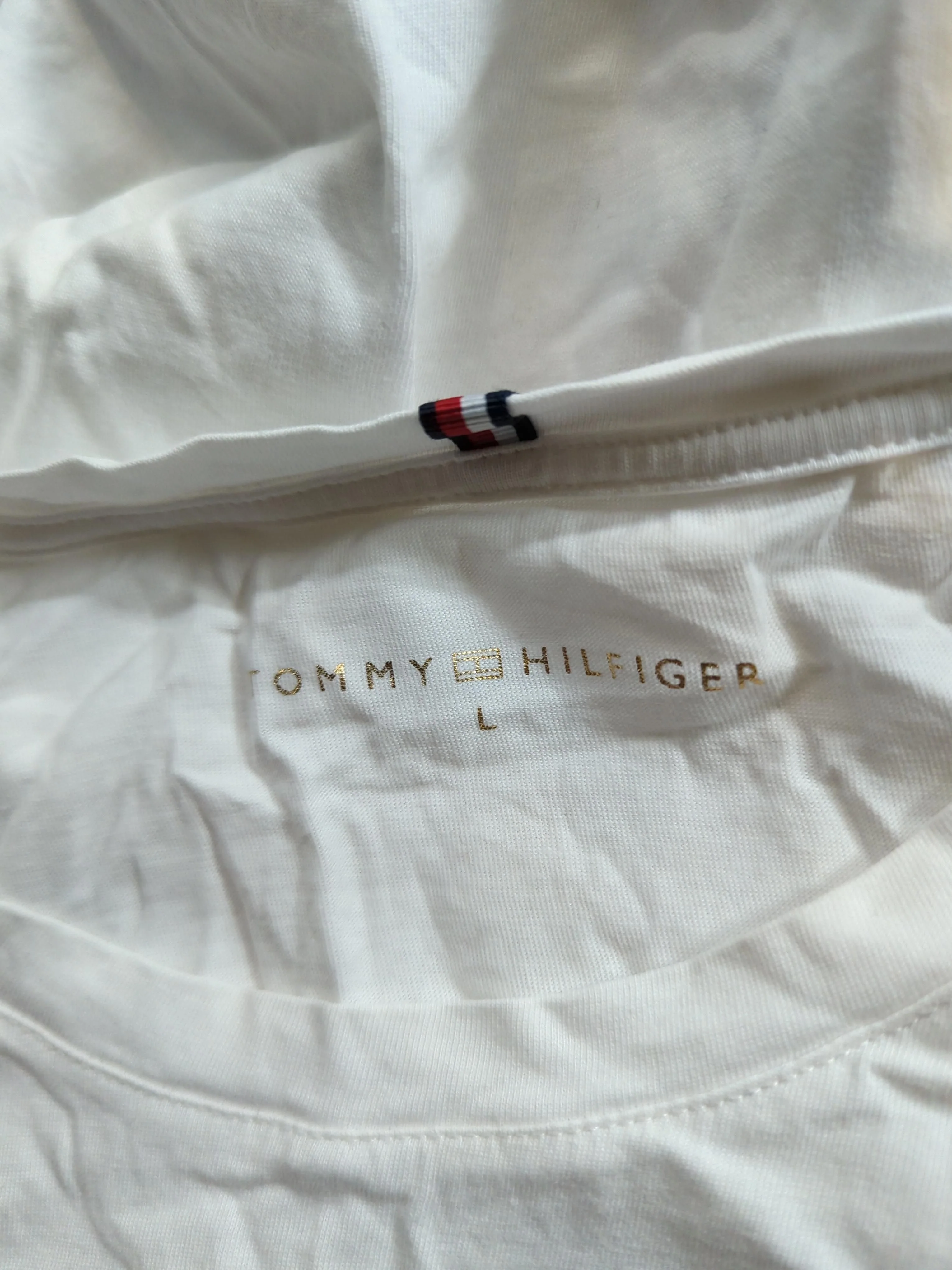 Tommy Hilfiger Women's T-Shirt L White 100% Cotton Short Sleeve Round Neck Basic - Image 6