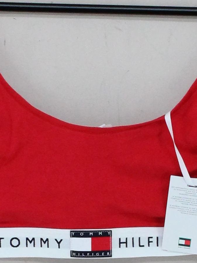 Tommy Hilfiger Women's Top L Red Cotton with Elastane Cropped - Image 4