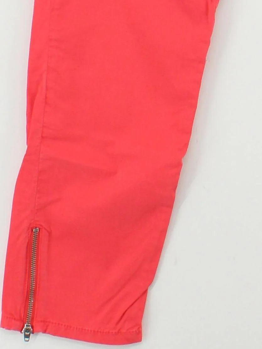 Tommy Hilfiger Women's Trousers UK 10 Red Cotton with Elastane Tapered Cropped - Image 4