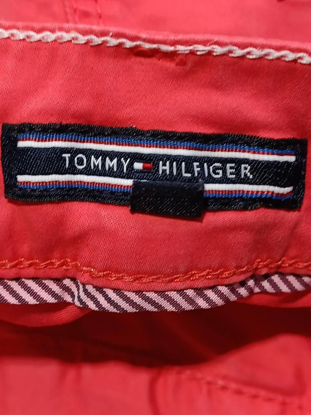 Tommy Hilfiger Women's Trousers UK 10 Red Cotton with Elastane Tapered Cropped - Image 5