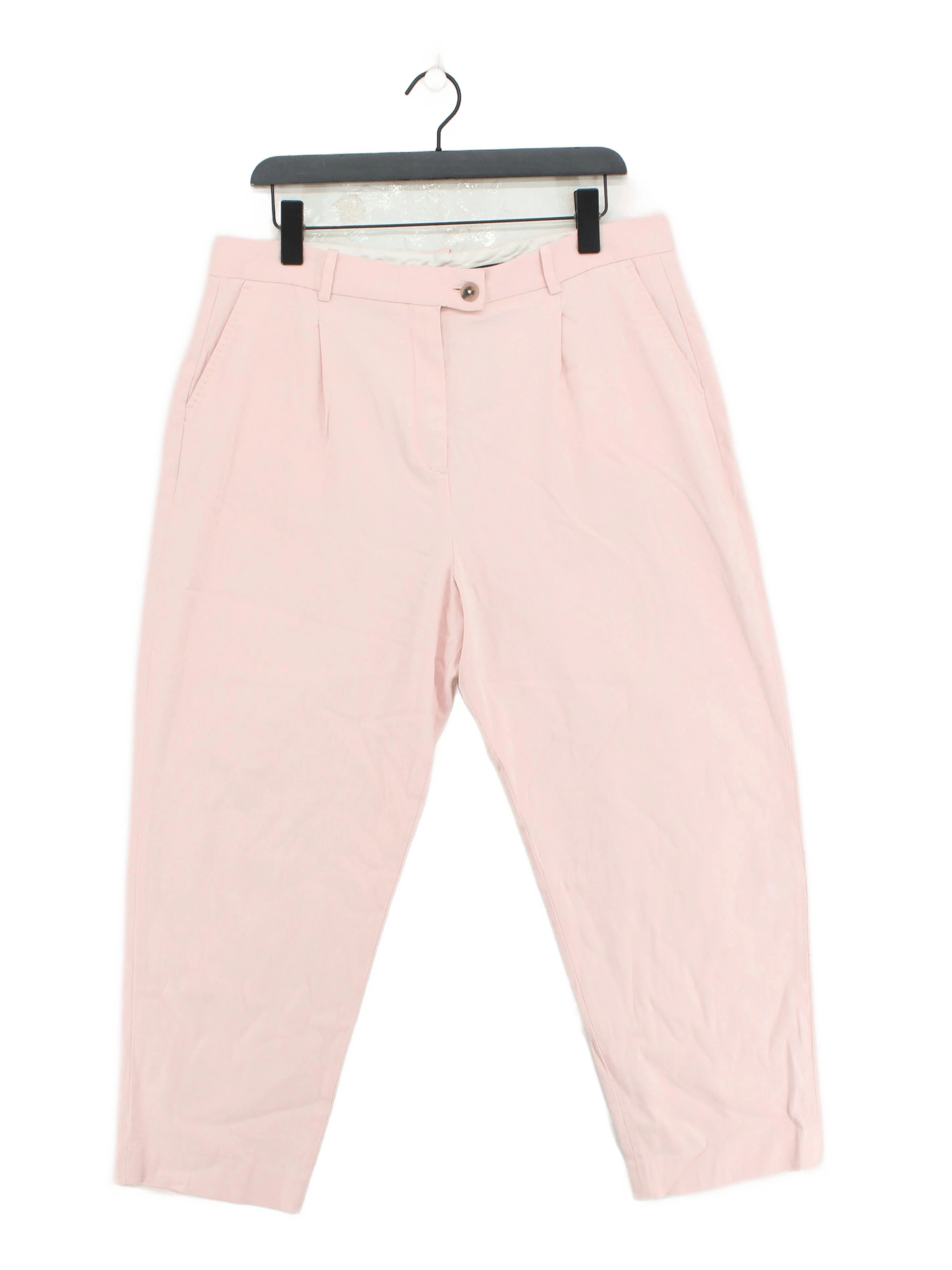 Tommy Hilfiger Women's Trousers UK 16 Pink Cotton with Polyester Tapered Cropped