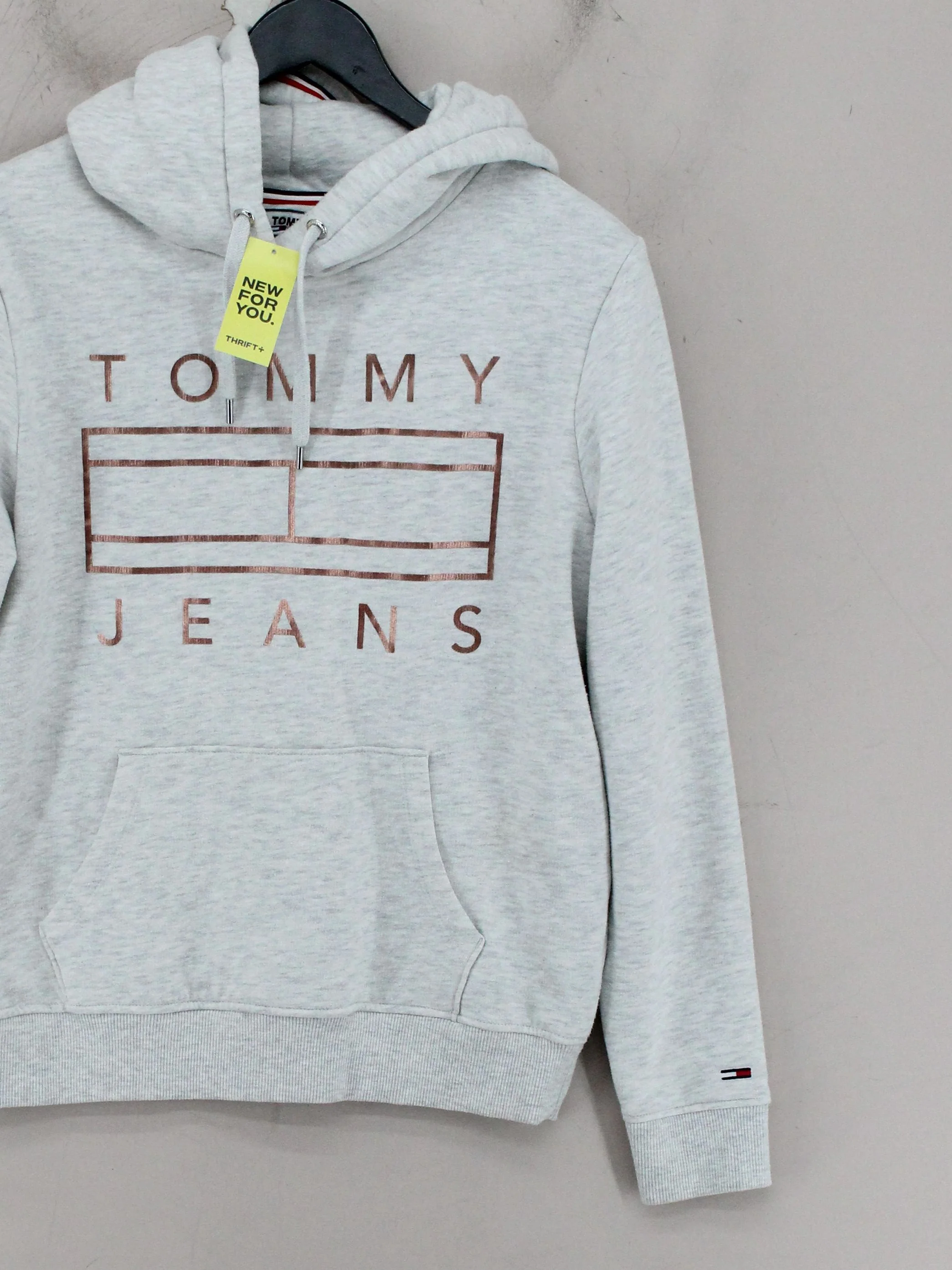 Tommy Jeans Women's Hoodie M Grey Graphic Cotton with Polyester Pullover - Image 3