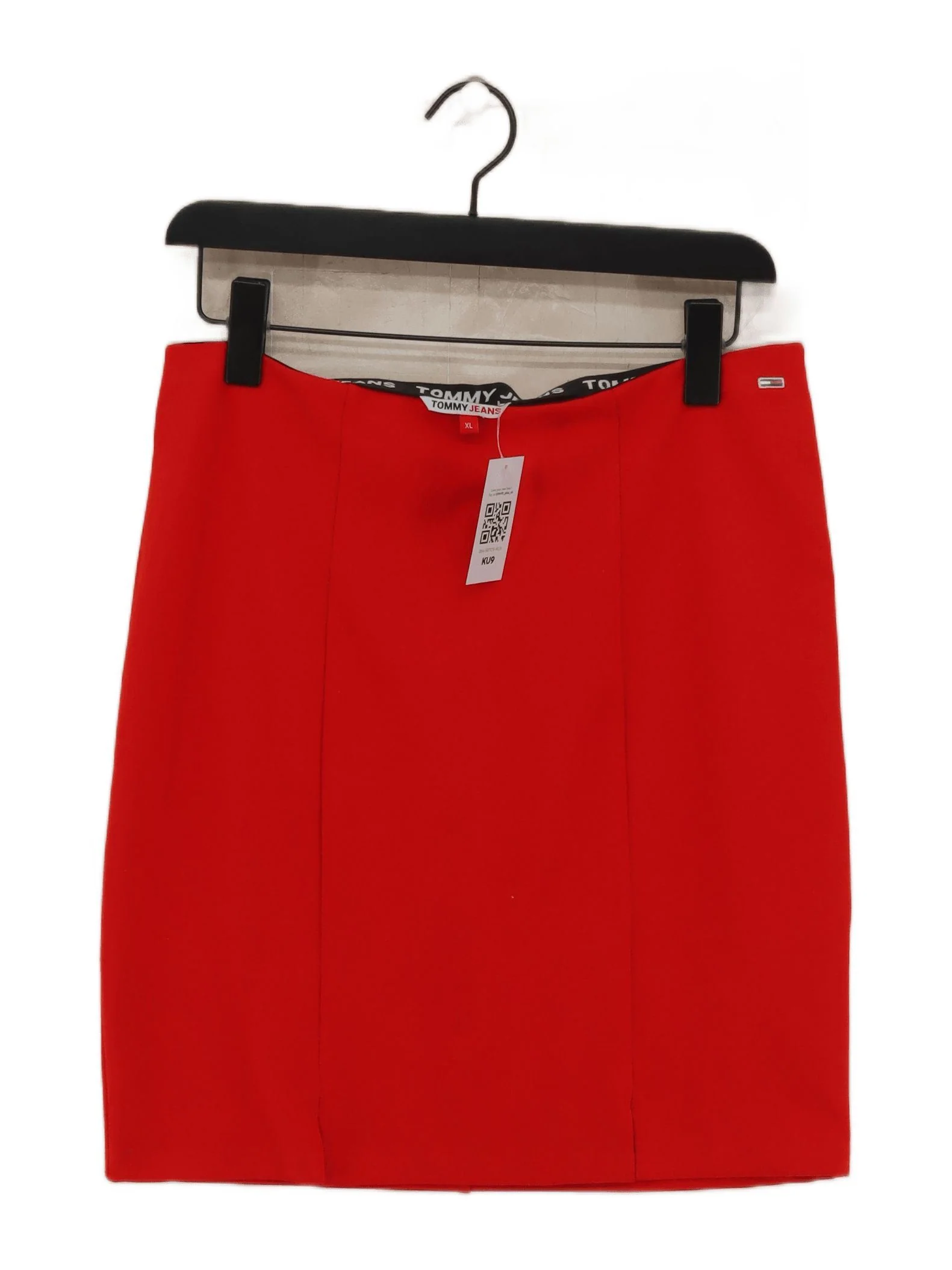 Tommy Jeans Women's Mini Skirt XL Red Polyester with Cotton, Elastane Short Mini