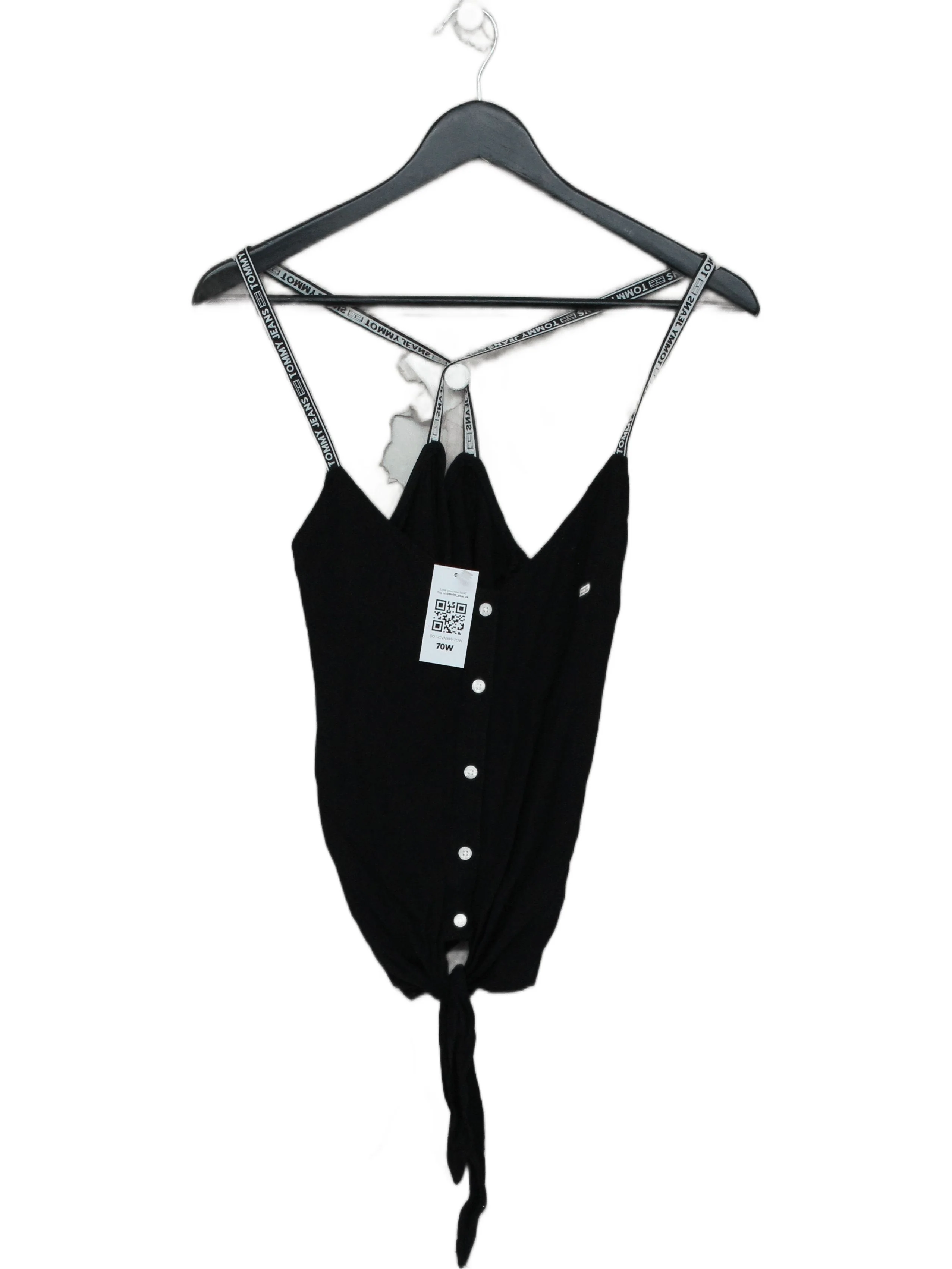 Tommy Jeans Women's Top M Black 100% Viscose Sleeveless V-Neck Basic