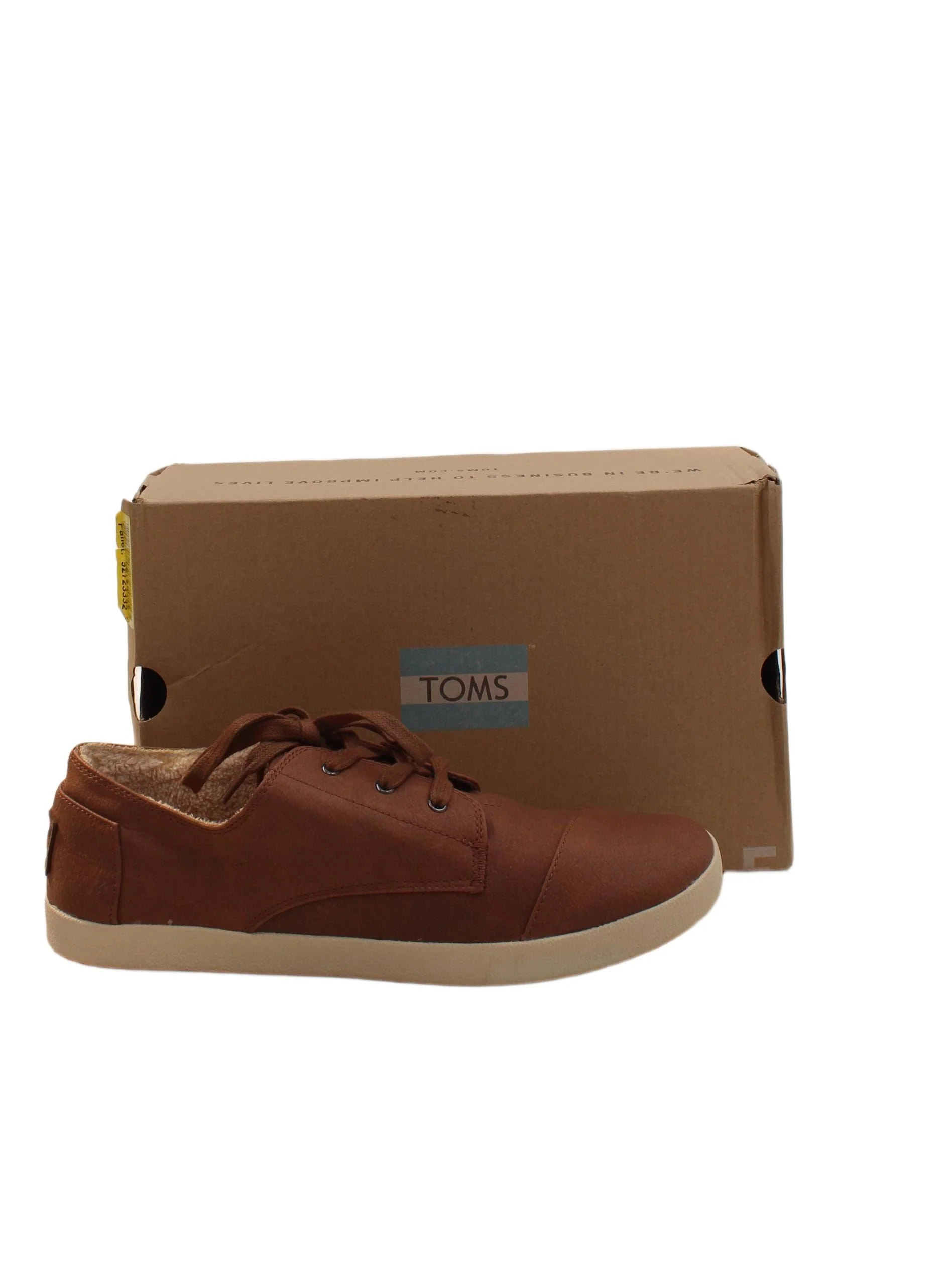 Toms Men's Shoes UK 8 Brown Suede with Faux Fur Sneaker