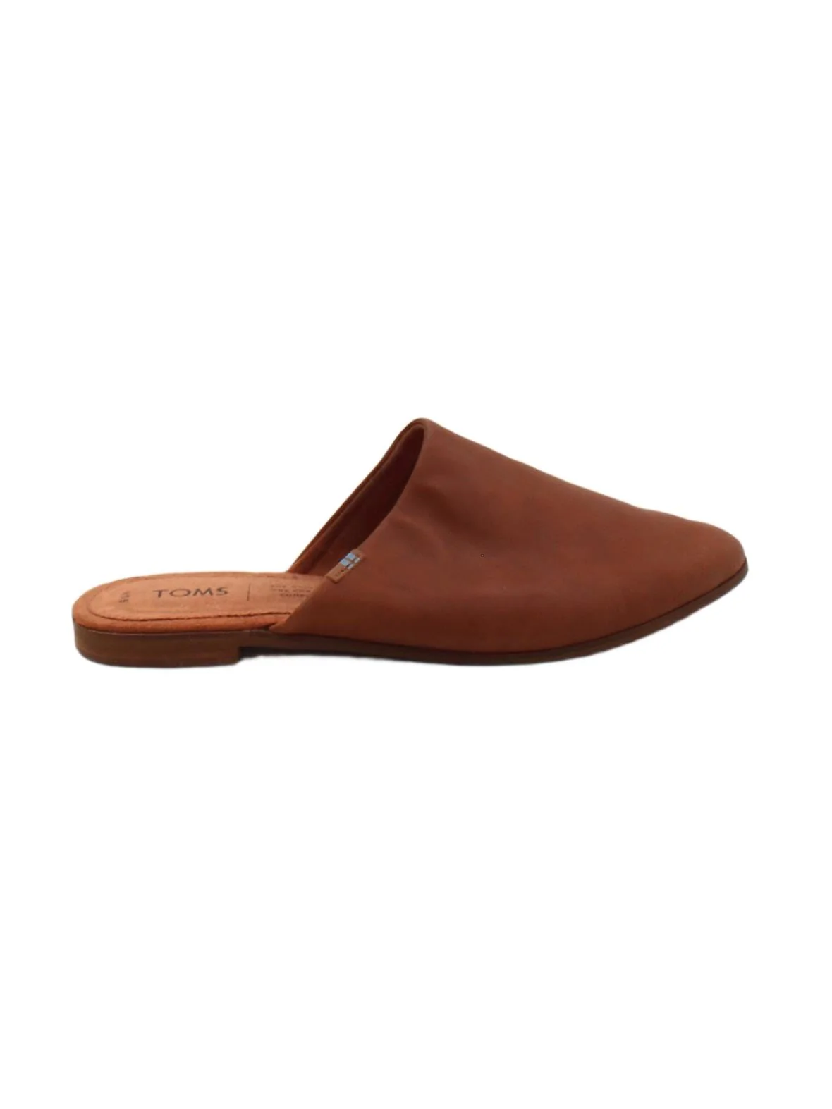 Toms Women's Flat Shoes UK 3 Tan Leather with Suede Slider