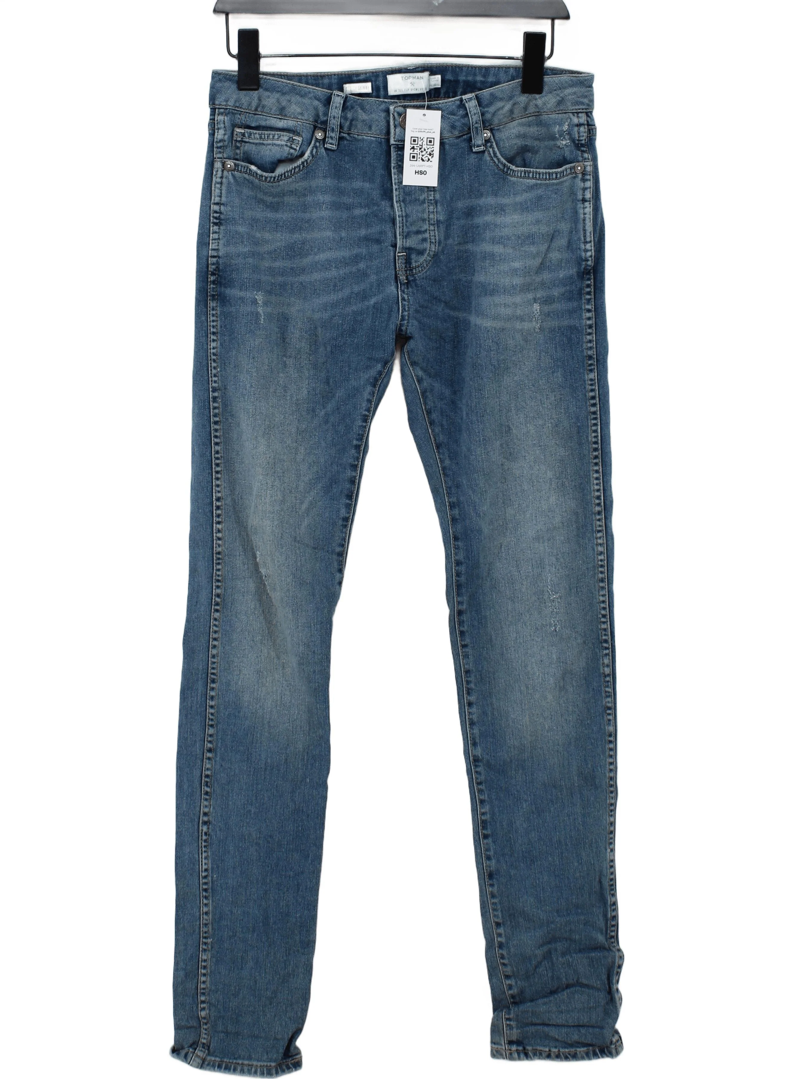 Topman Men's Jeans W 32 in; L 32 in Blue Cotton with Elastane Skinny