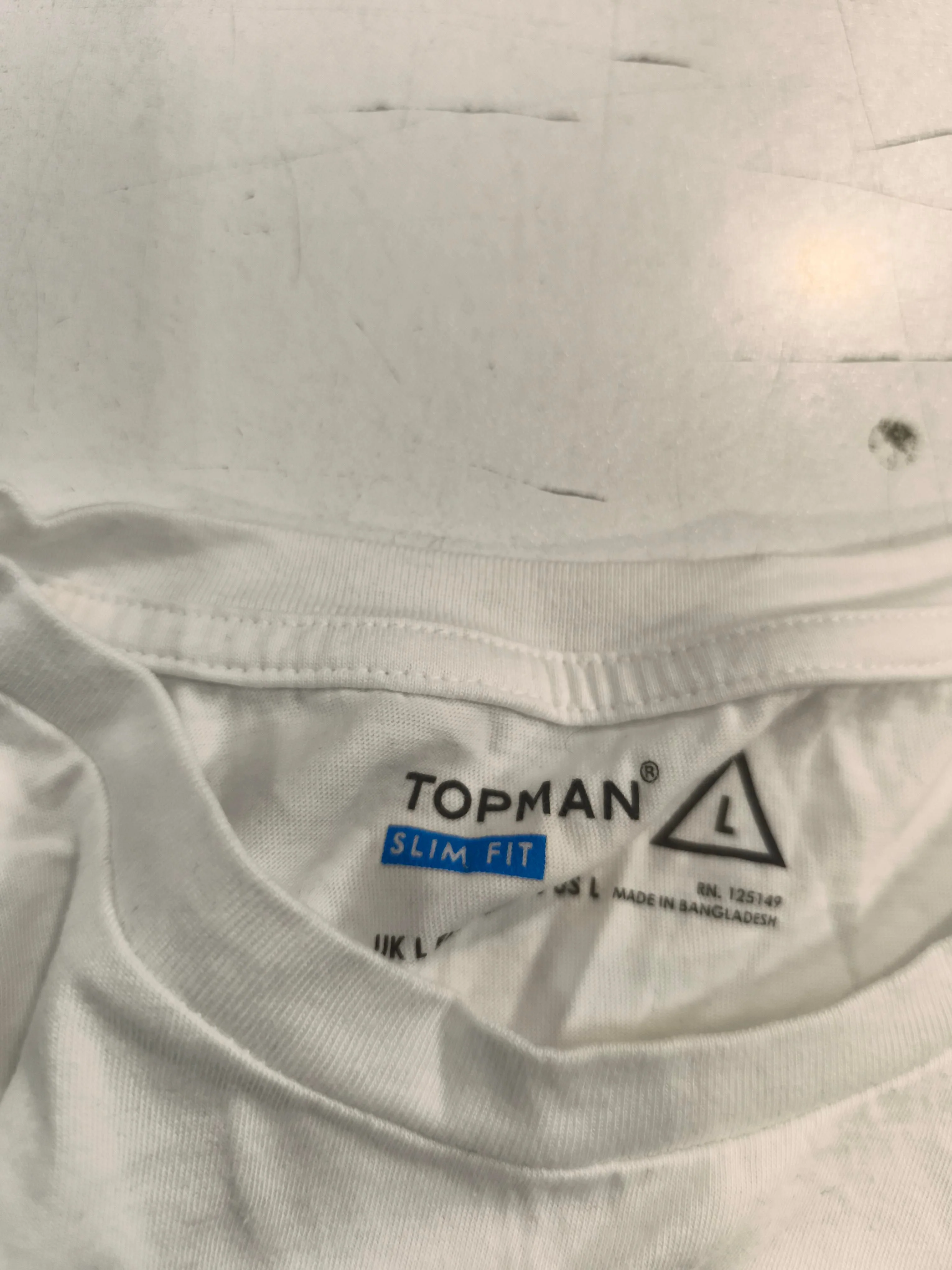 Topman Men's T-Shirt L White 100% Cotton Basic - Image 6