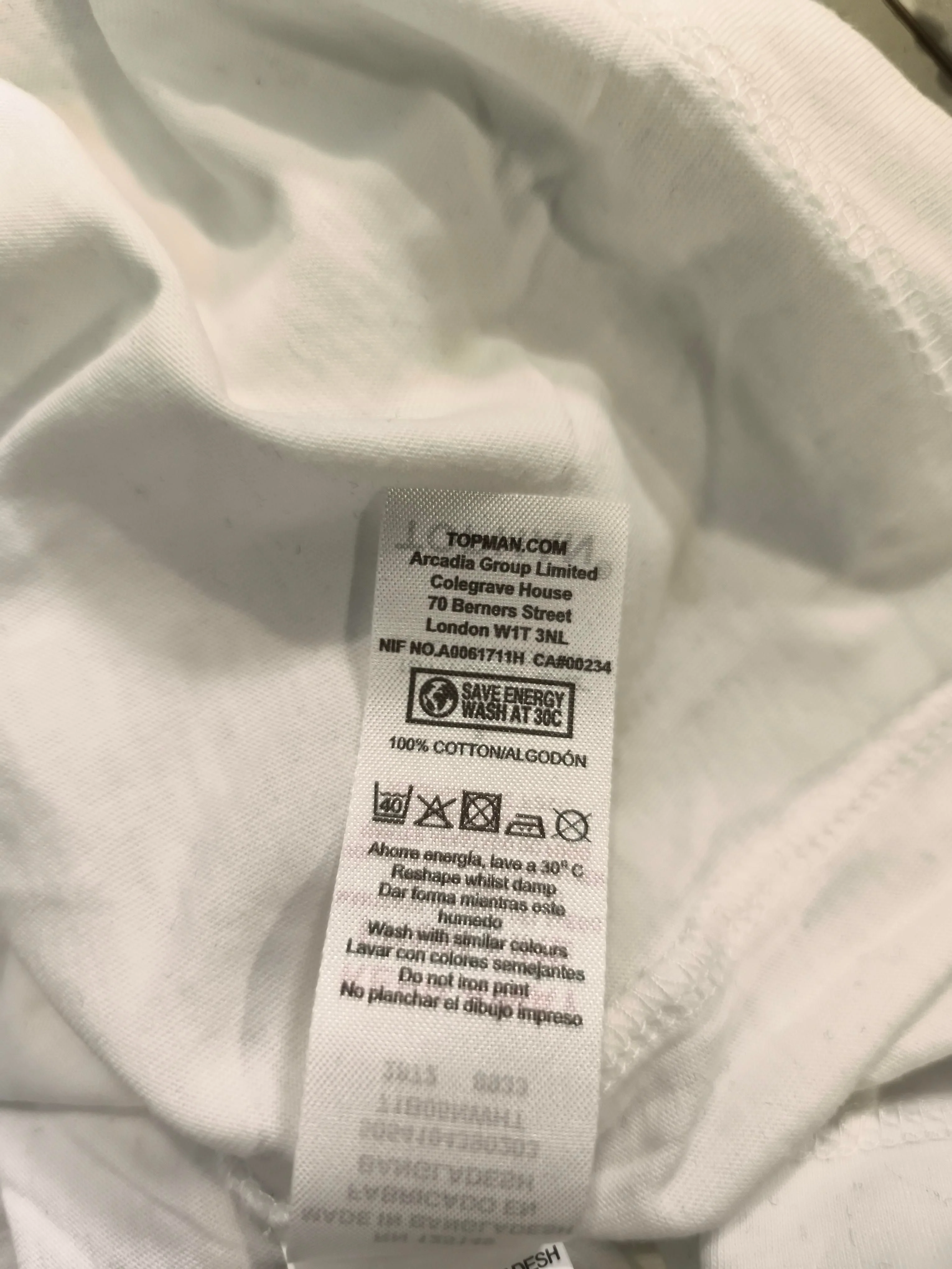 Topman Men's T-Shirt L White 100% Cotton Basic - Image 7