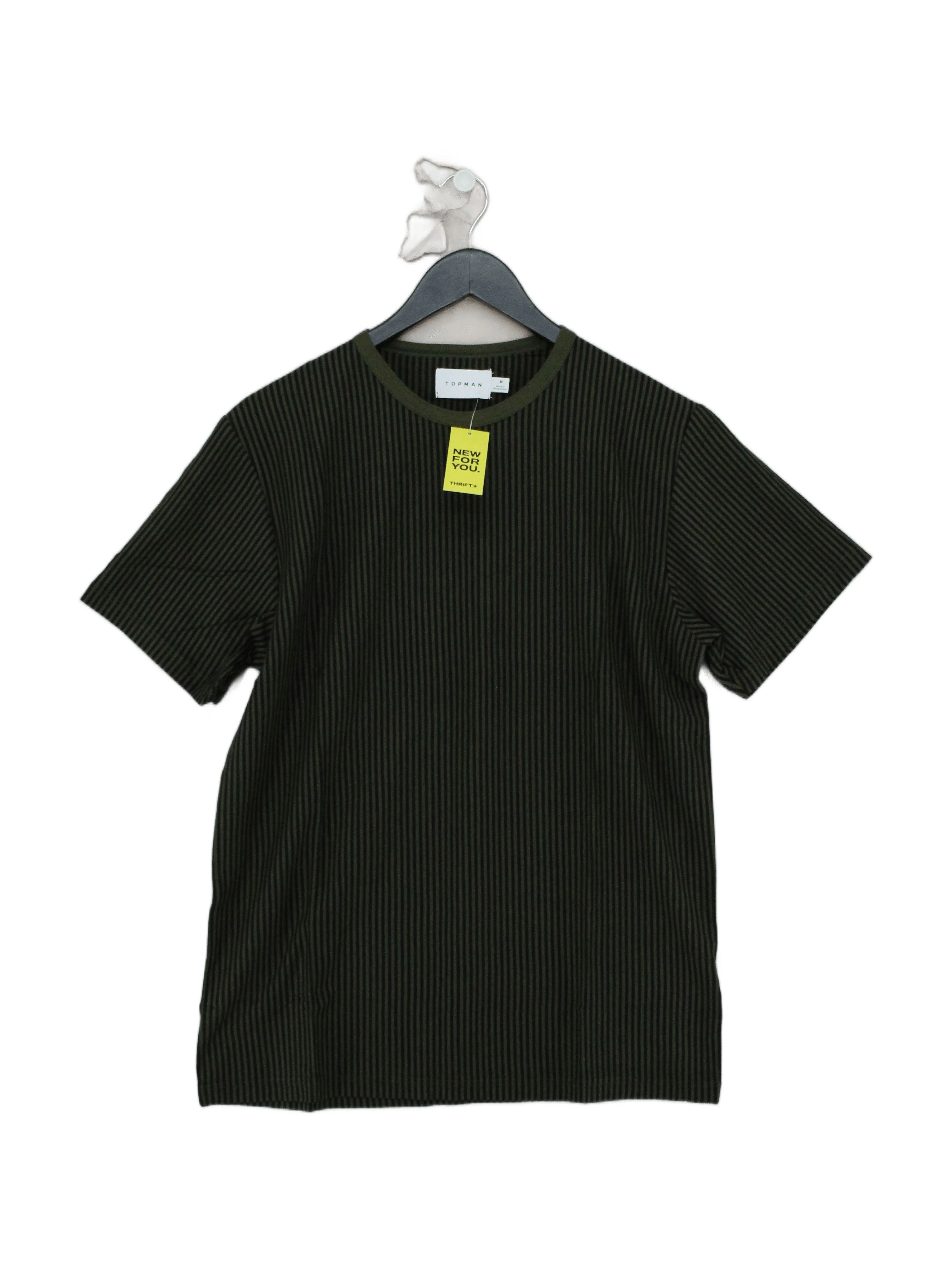 Topman Men's T-Shirt M Multi Striped 100% Cotton Basic