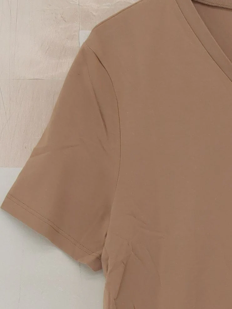 Topman Men's T-Shirt S Tan 100% Cotton Basic - Image 4