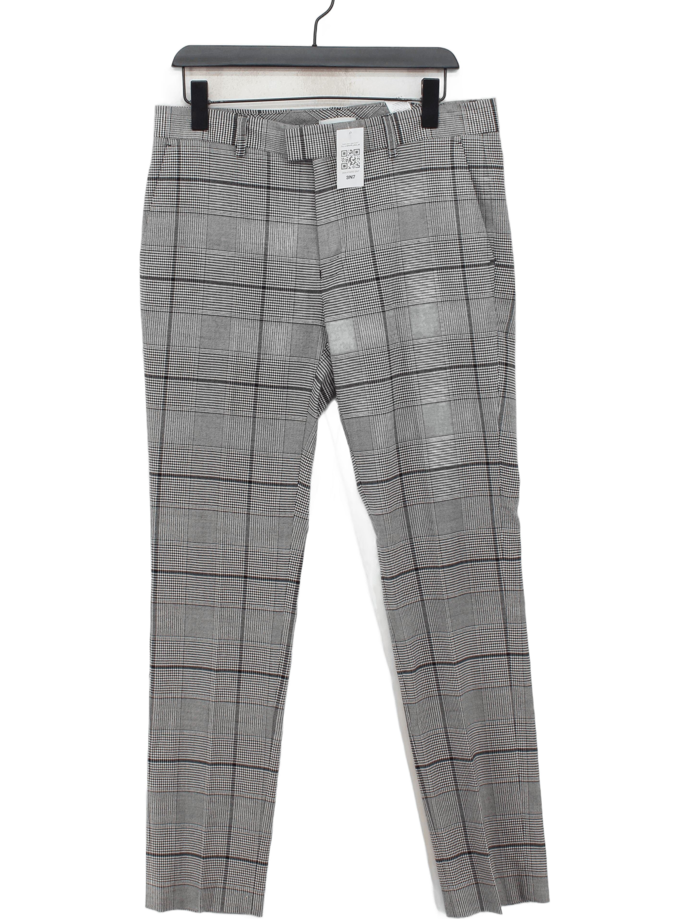 Topman Men's Trousers W 34 in Grey Polyester with Viscose, Elastane Chino