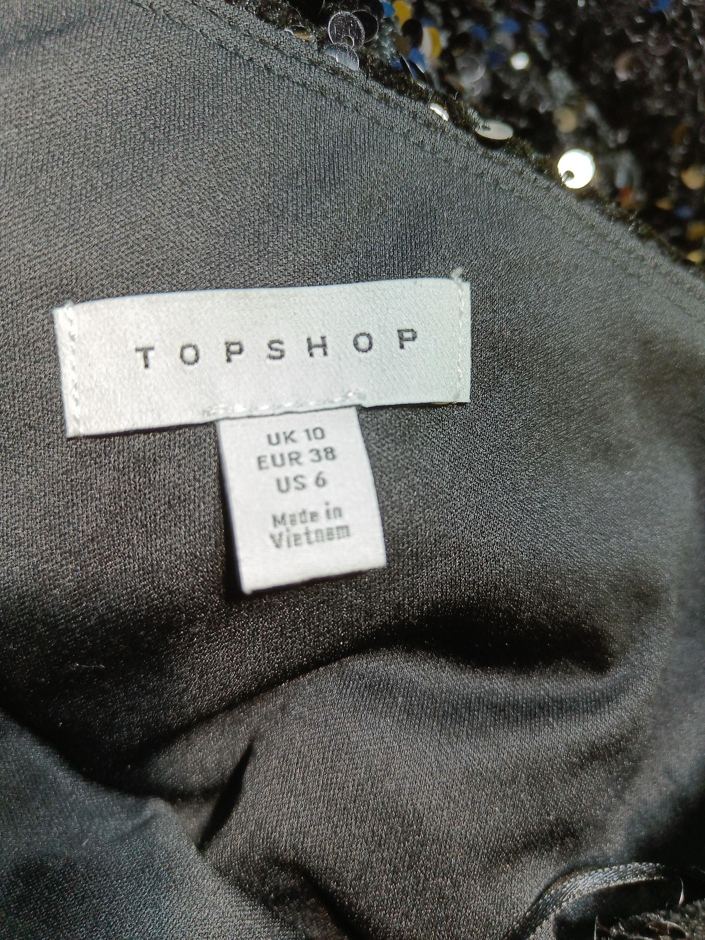 Topshop Bodycon Mini Dress UK10 in Black - Image 5