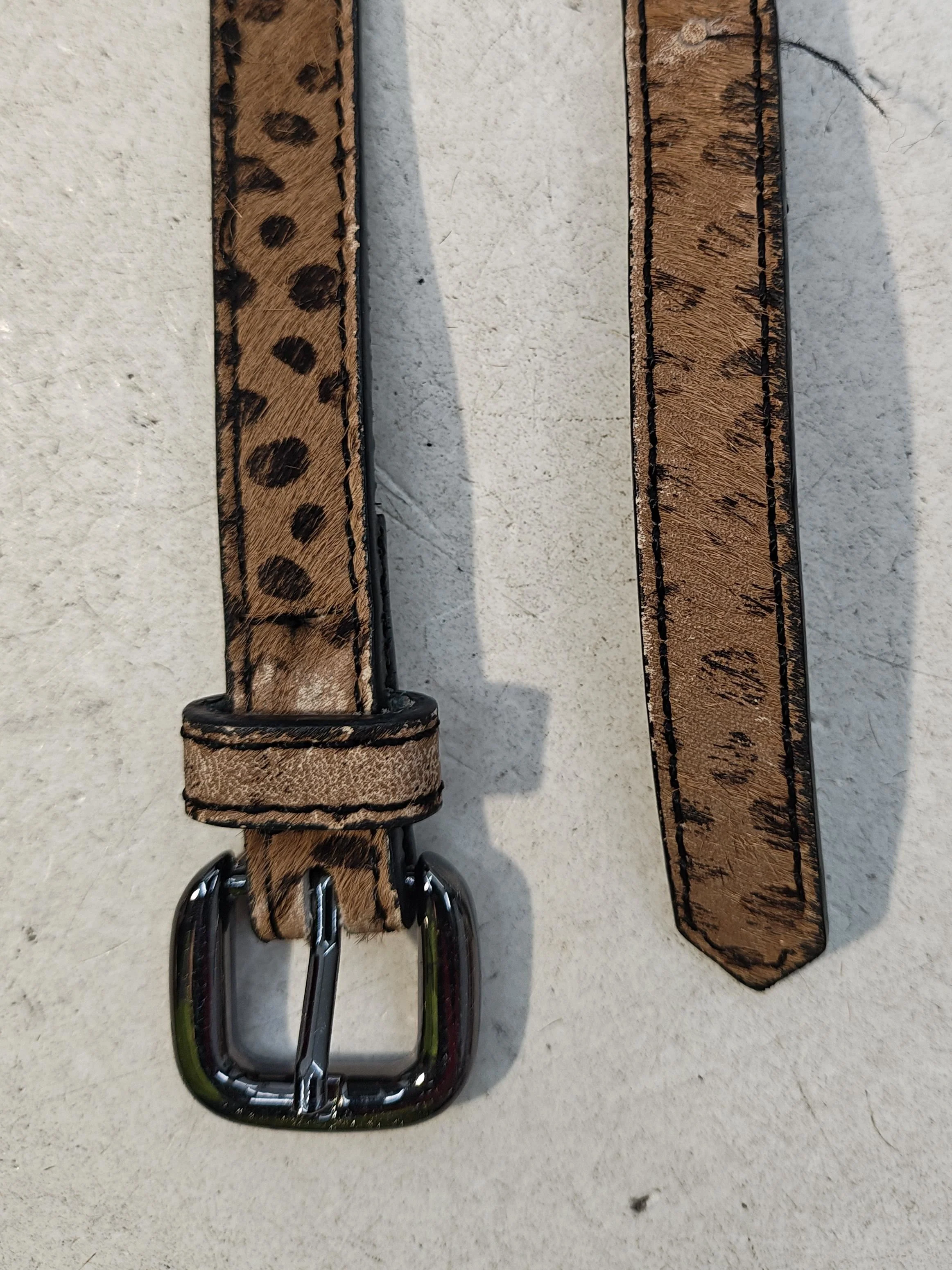 Topshop Men's Belt L Brown Animal Print 100% Animal Fur Dress Belt - Image 3