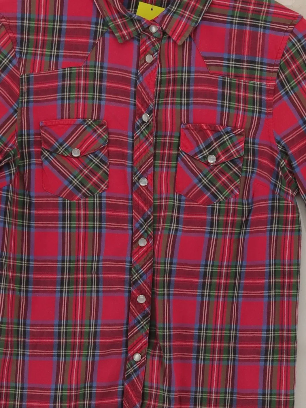 Topshop Men's Shirt Chest: 38 in Red Checkered 100% Cotton Basic - Image 3