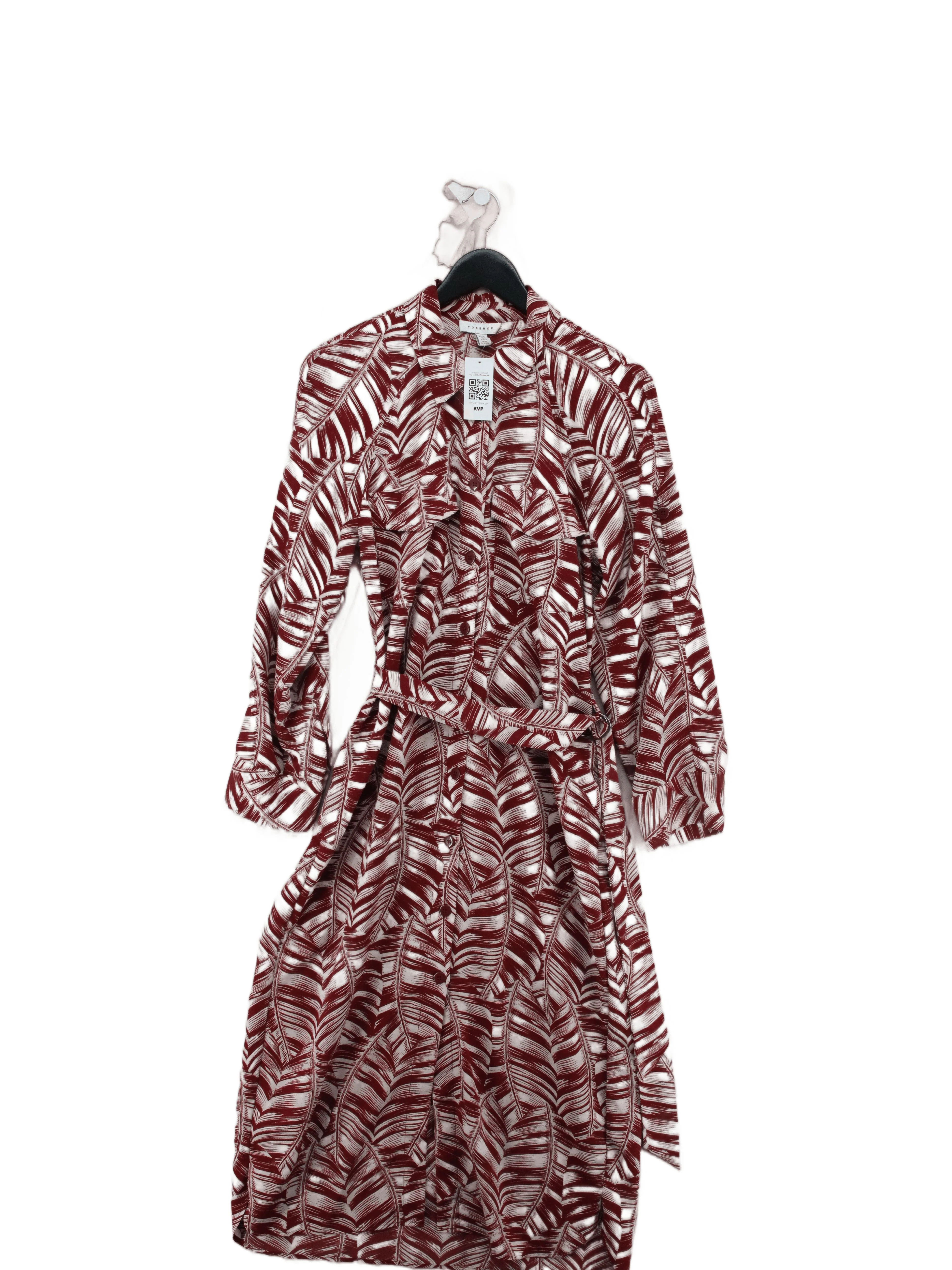 Topshop Shirt Midi Dress UK12 in Red