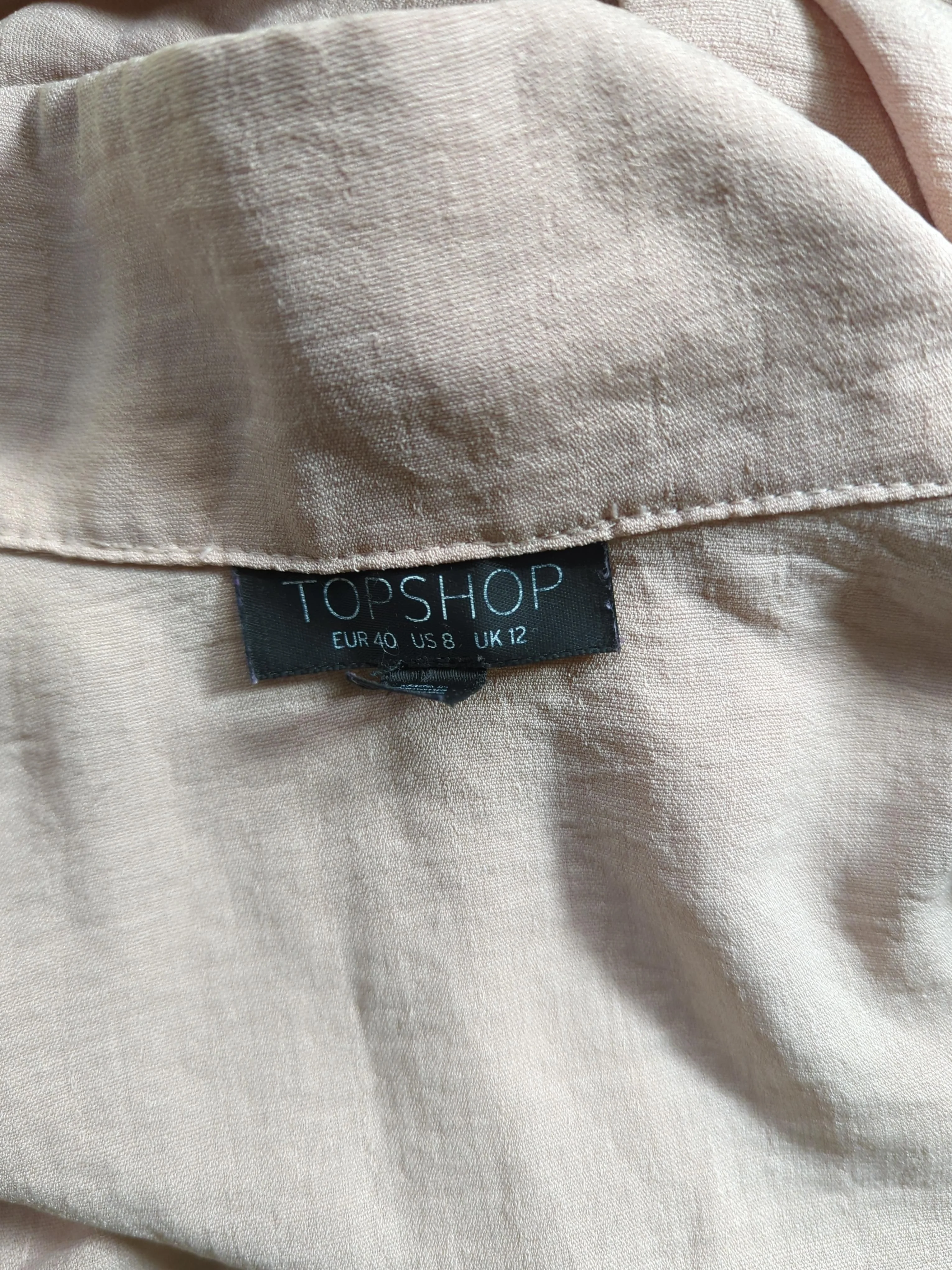 Topshop Women's Blouse UK 12 Pink 100% Polyester 3/4 Sleeve Collared Basic - Image 6